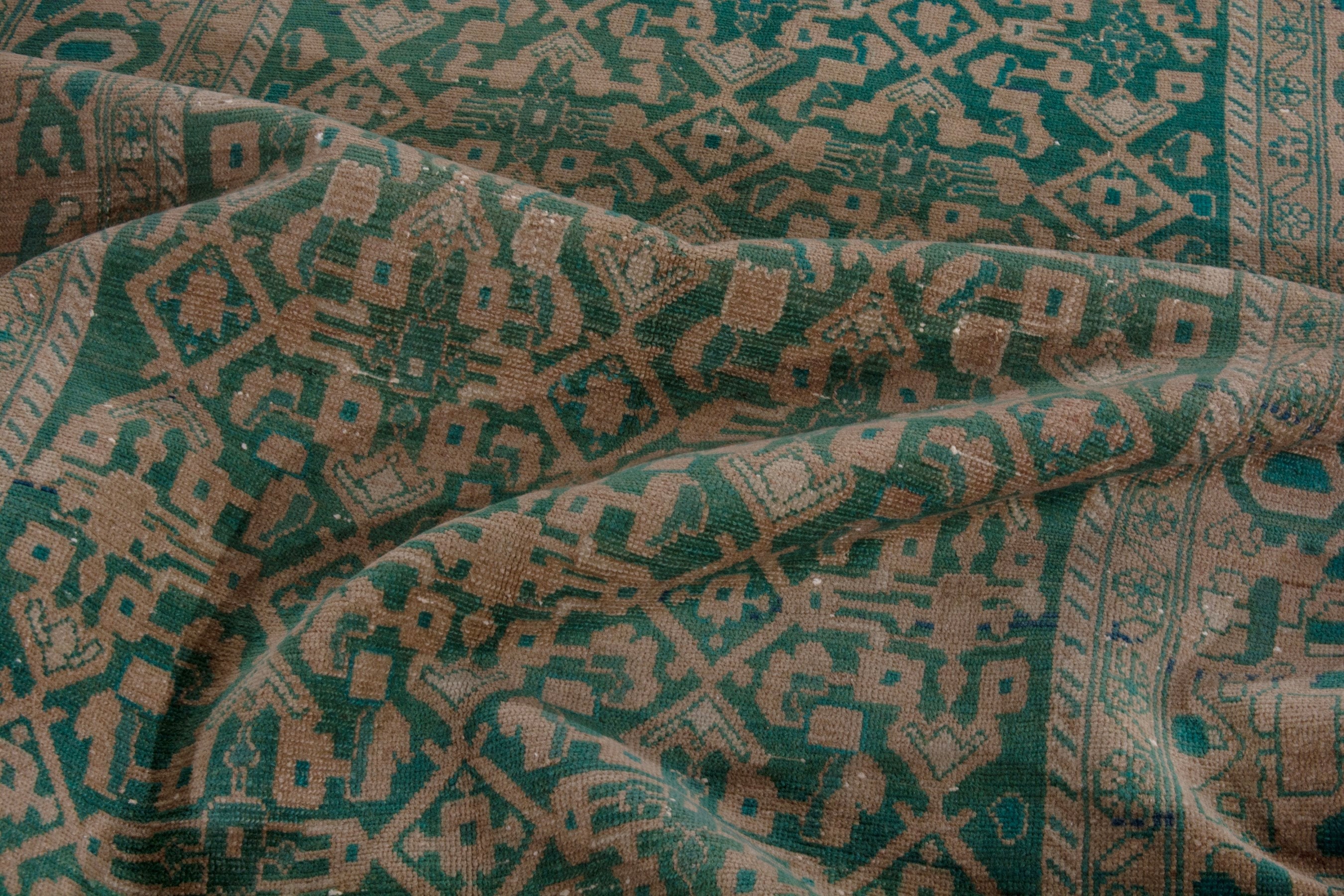 Persian Malayer area rug in teal and muted pink, view 19 of 22