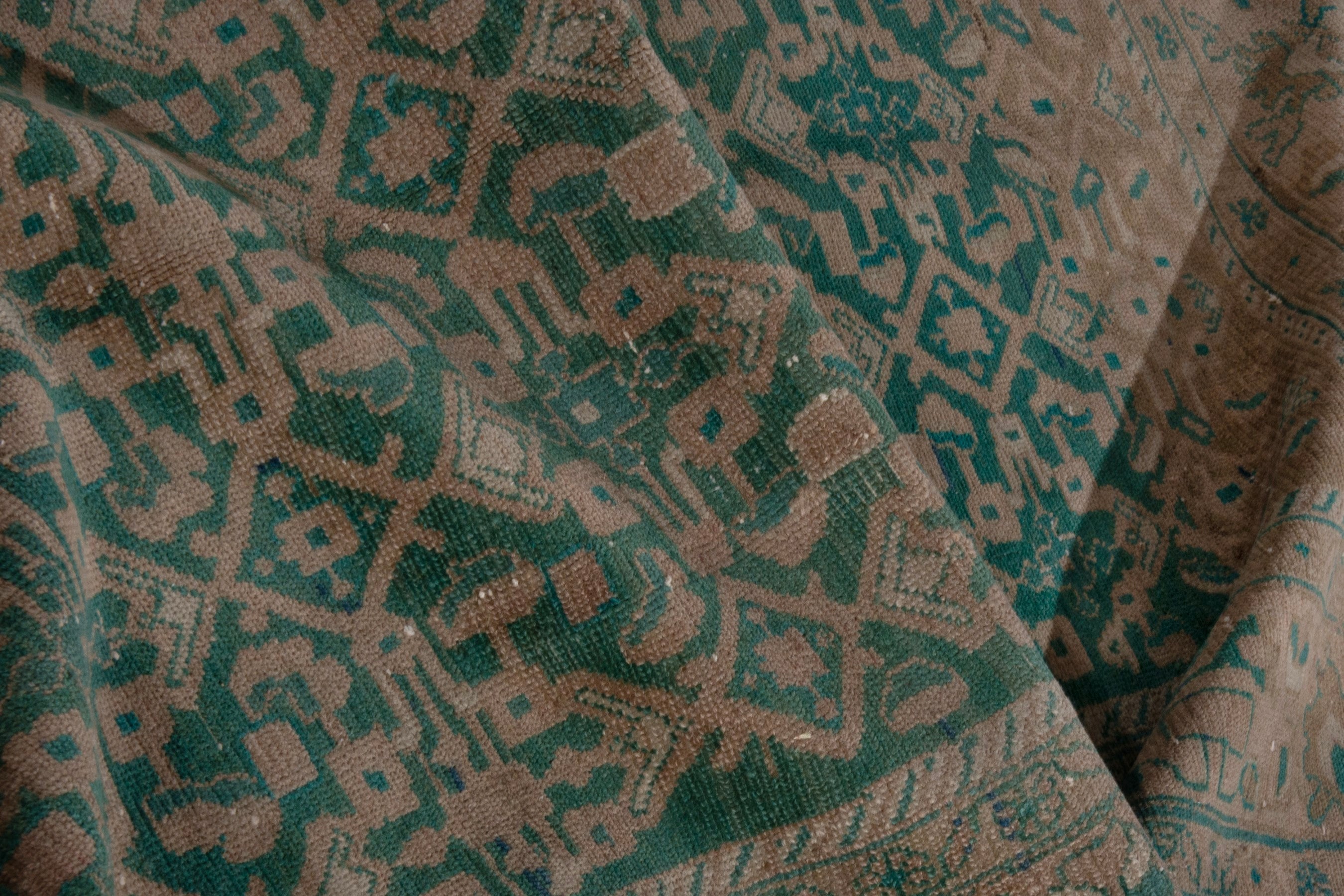 Persian Malayer area rug in teal and muted pink, view 20 of 22
