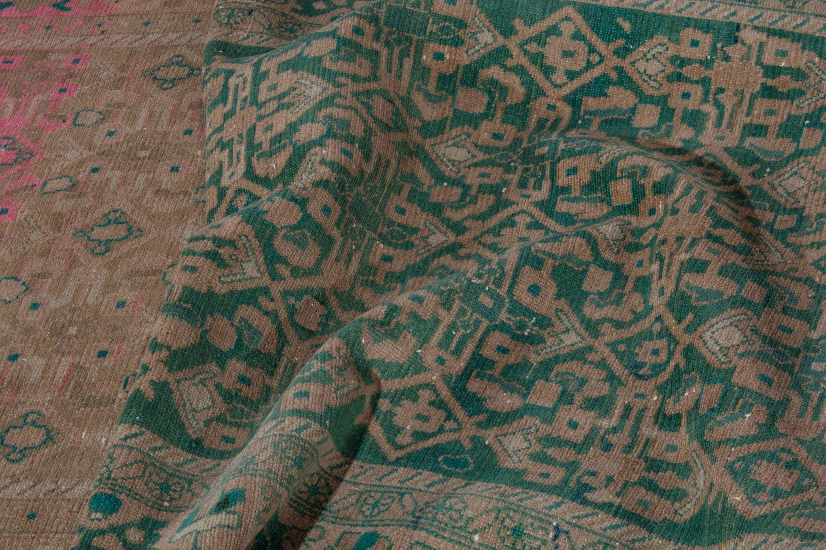 Persian Malayer area rug in teal and muted pink, view 21 of 22