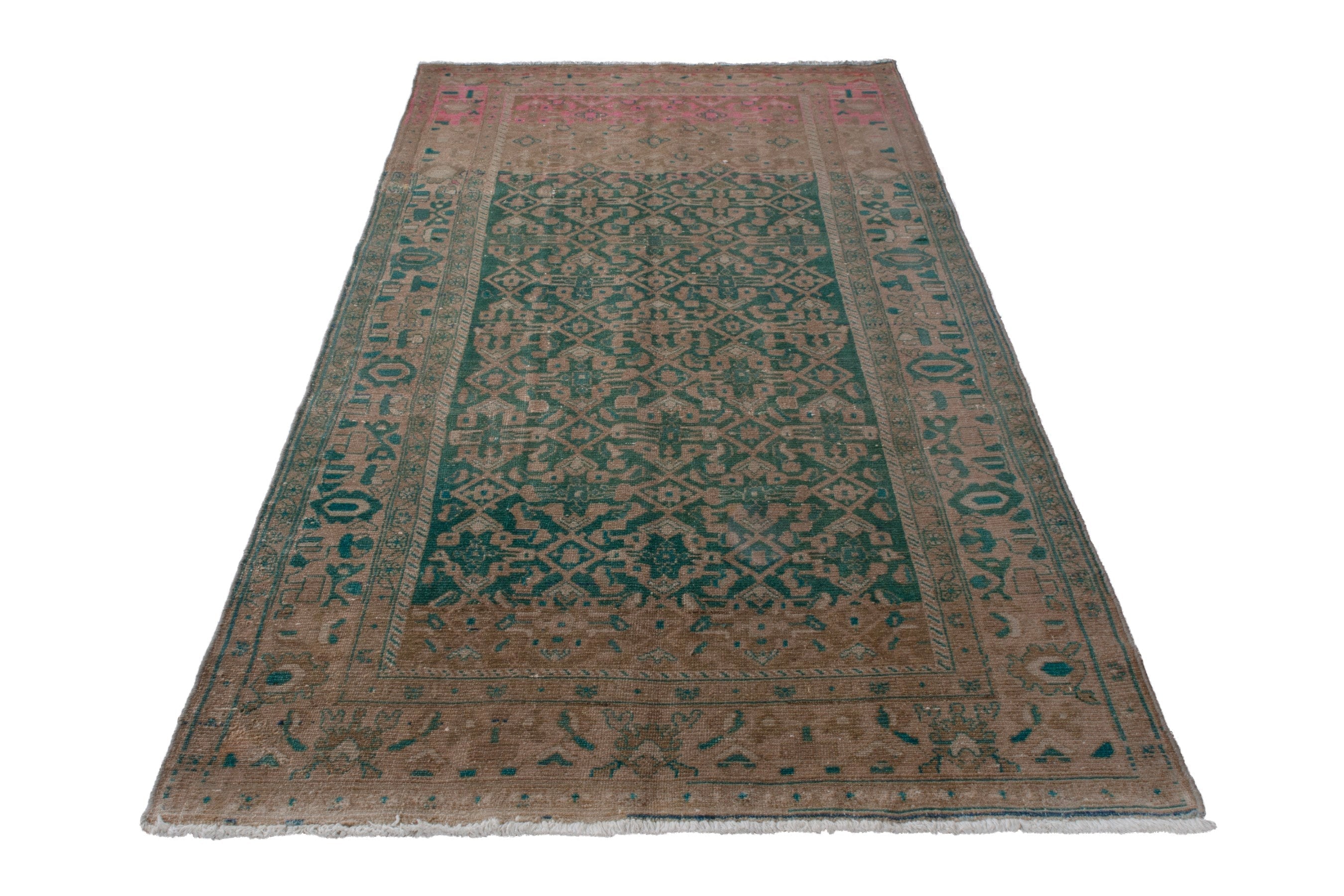 Persian Malayer area rug in teal and muted pink, view 2 of 22