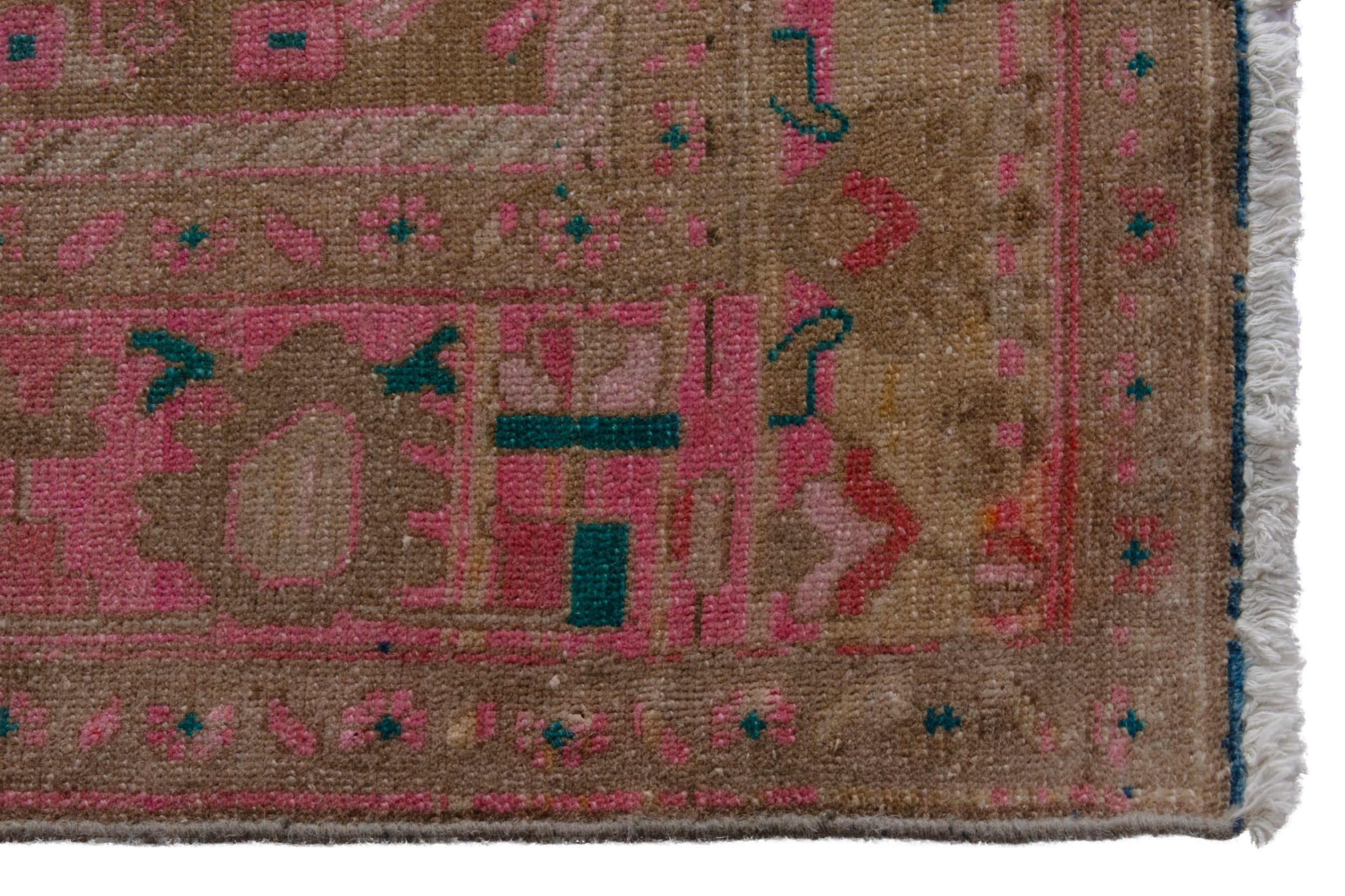 Persian Malayer area rug in teal and muted pink, view 5 of 22