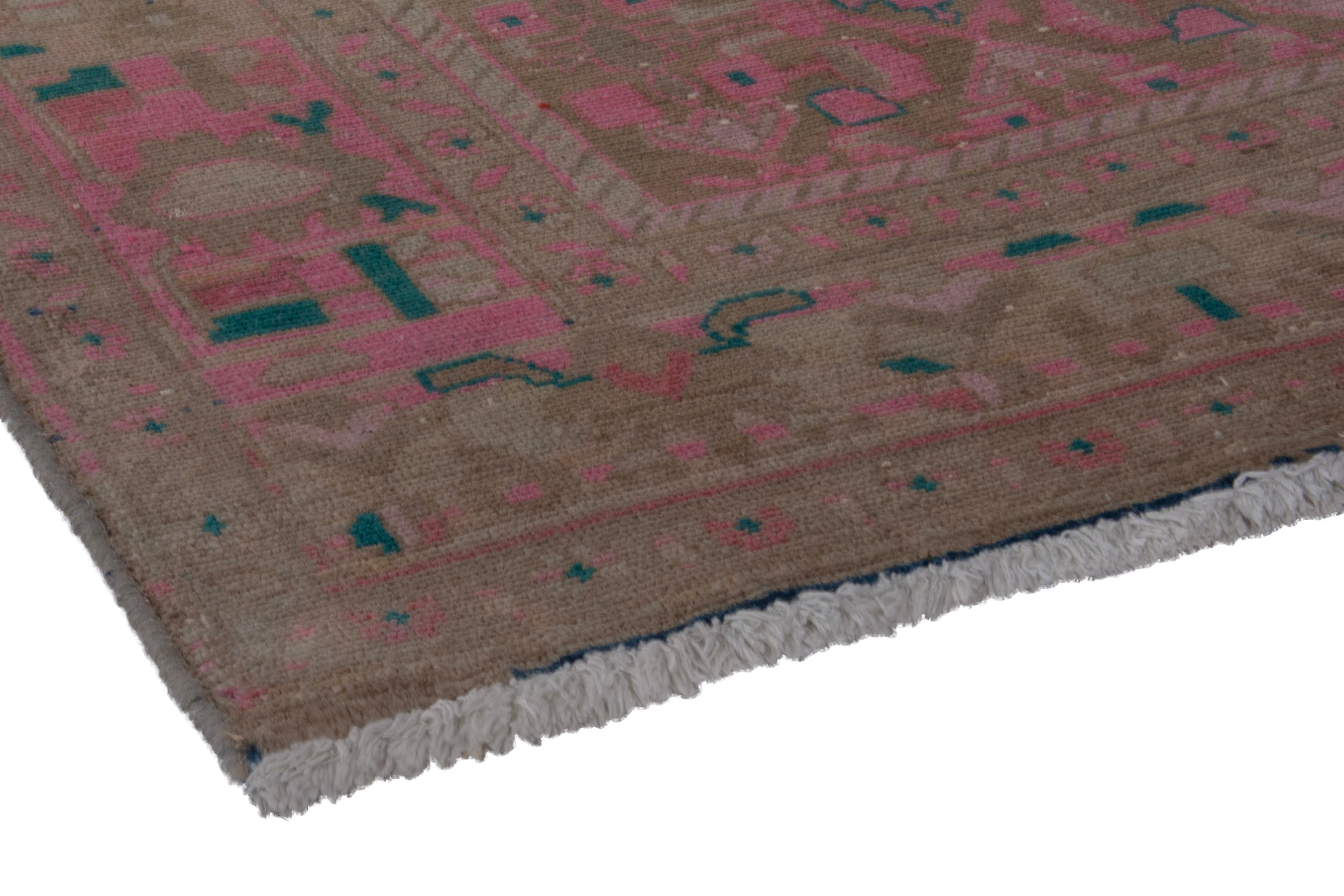 Persian Malayer area rug in teal and muted pink, view 4 of 22