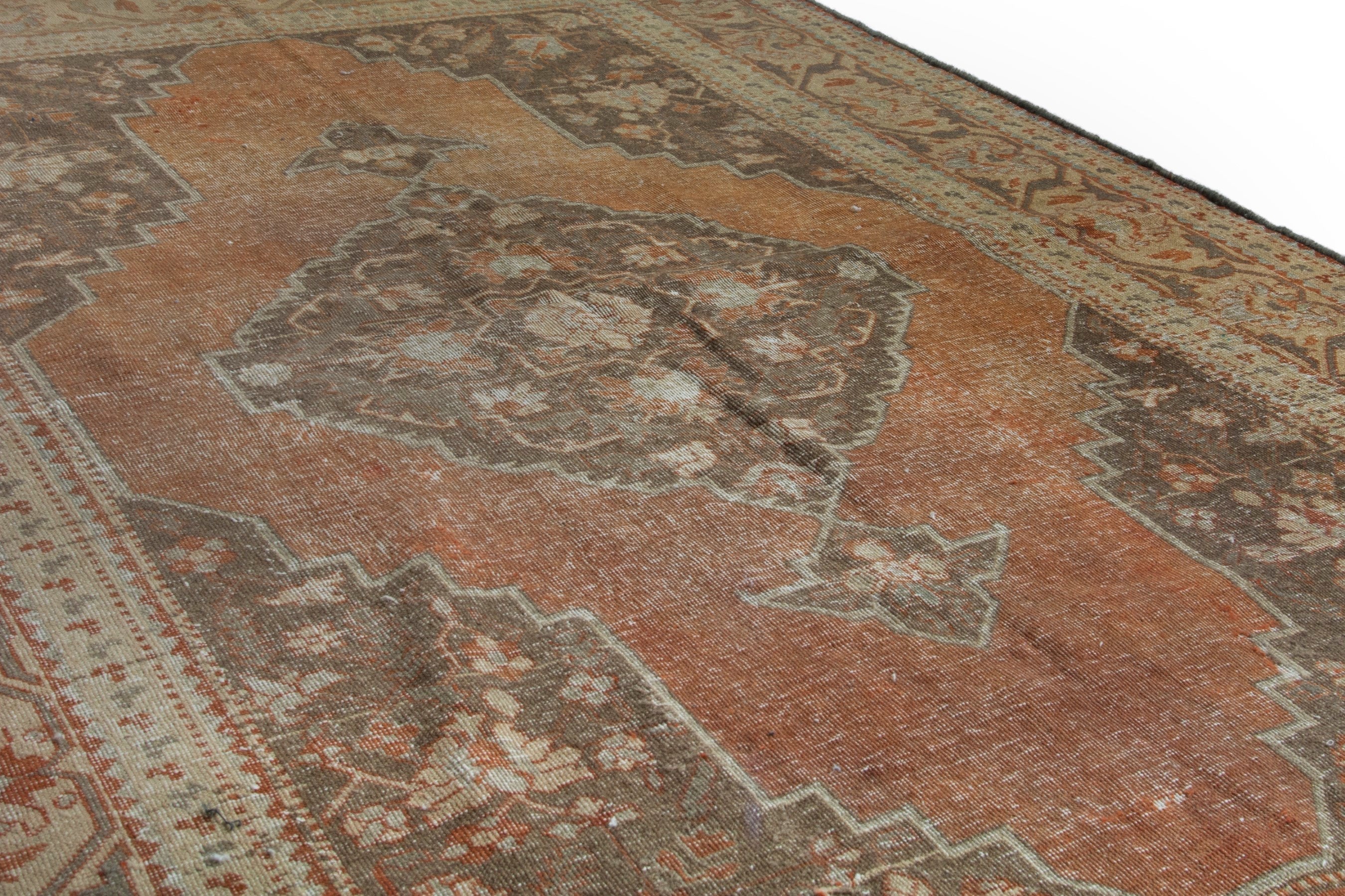 Persian Khoy area rug in terracotta and tan, view 10 of 19