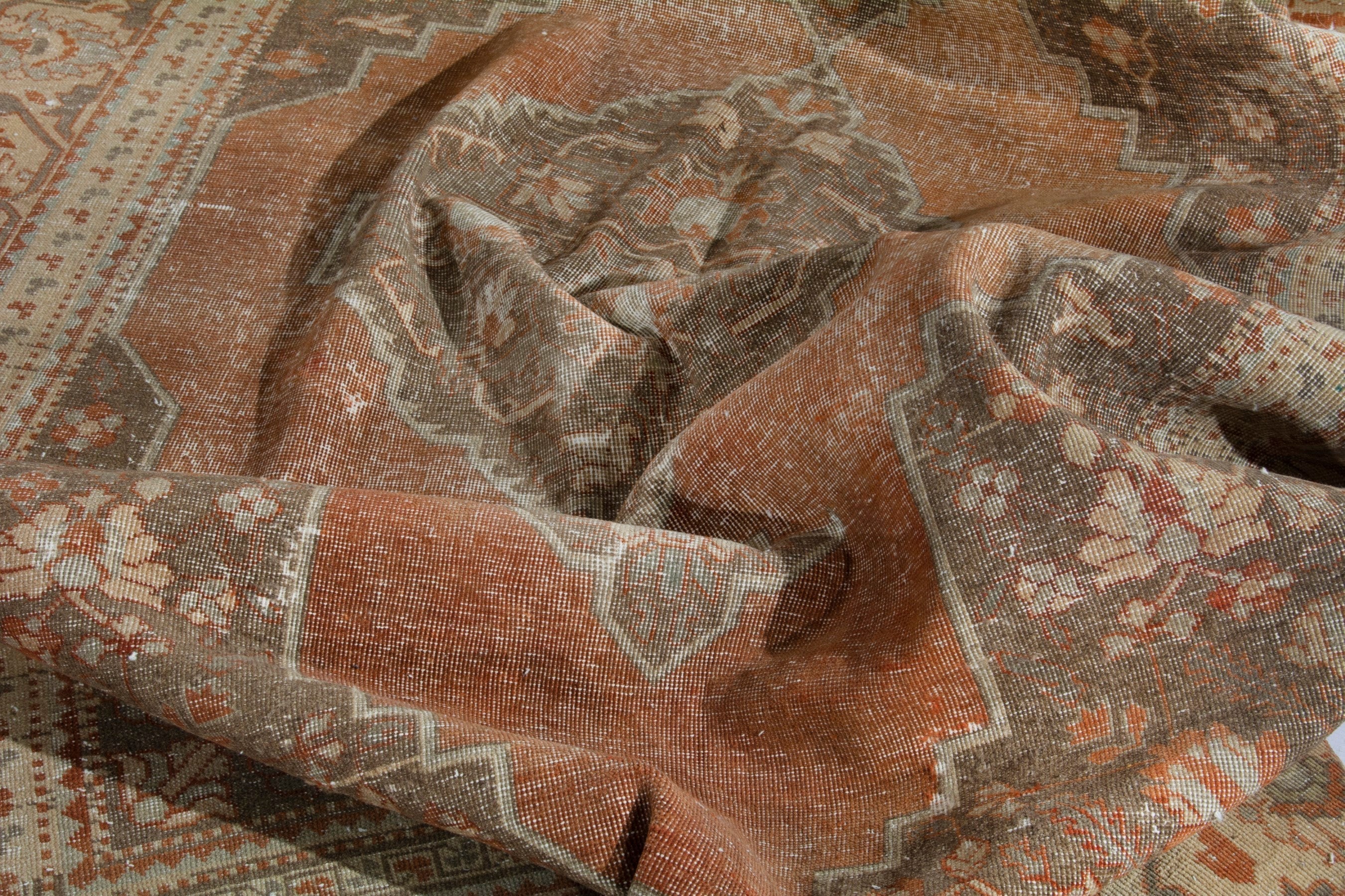 Persian Khoy area rug in terracotta and tan, view 15 of 19