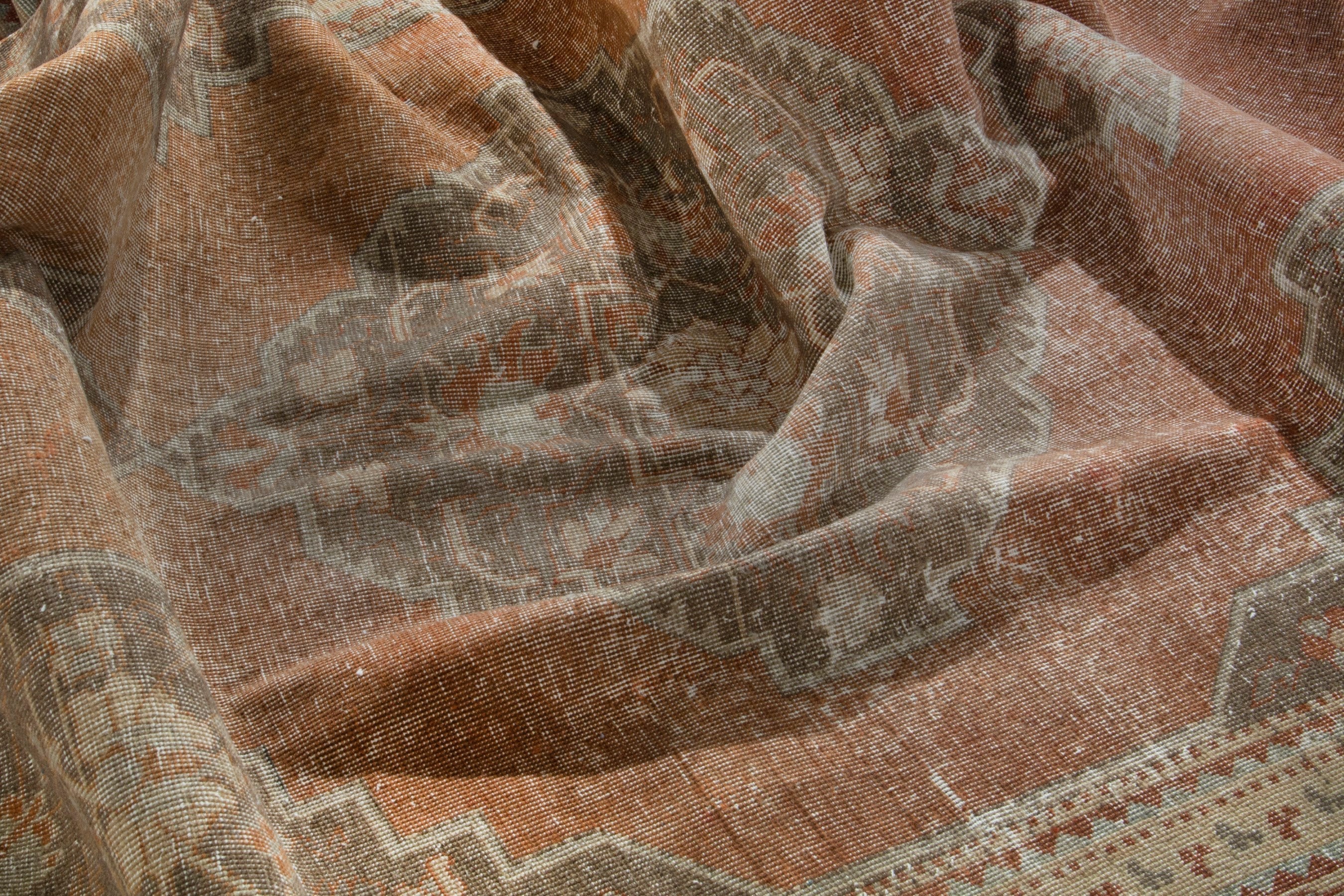 Persian Khoy area rug in terracotta and tan, view 16 of 19