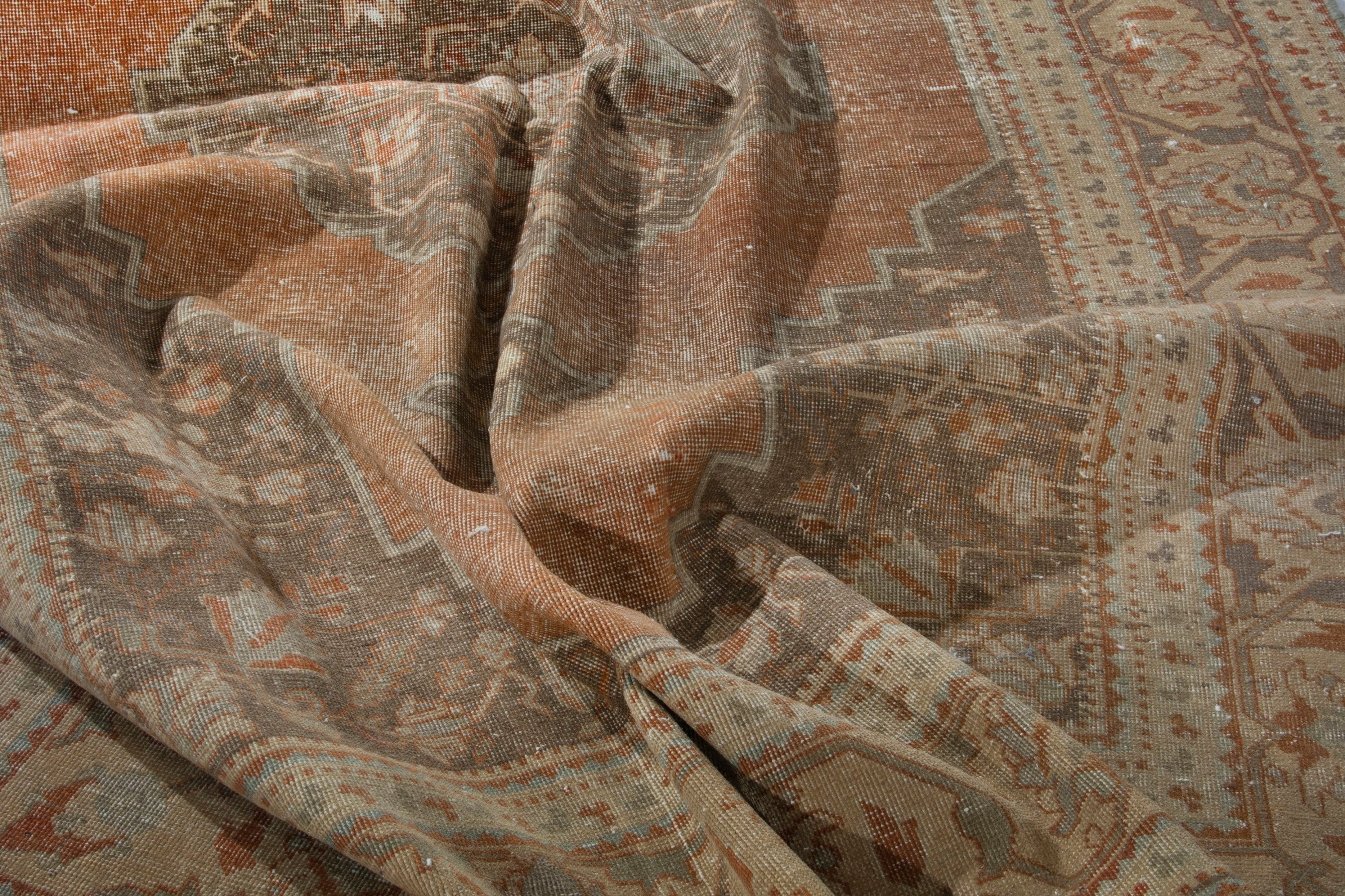 Persian Khoy area rug in terracotta and tan, view 17 of 19