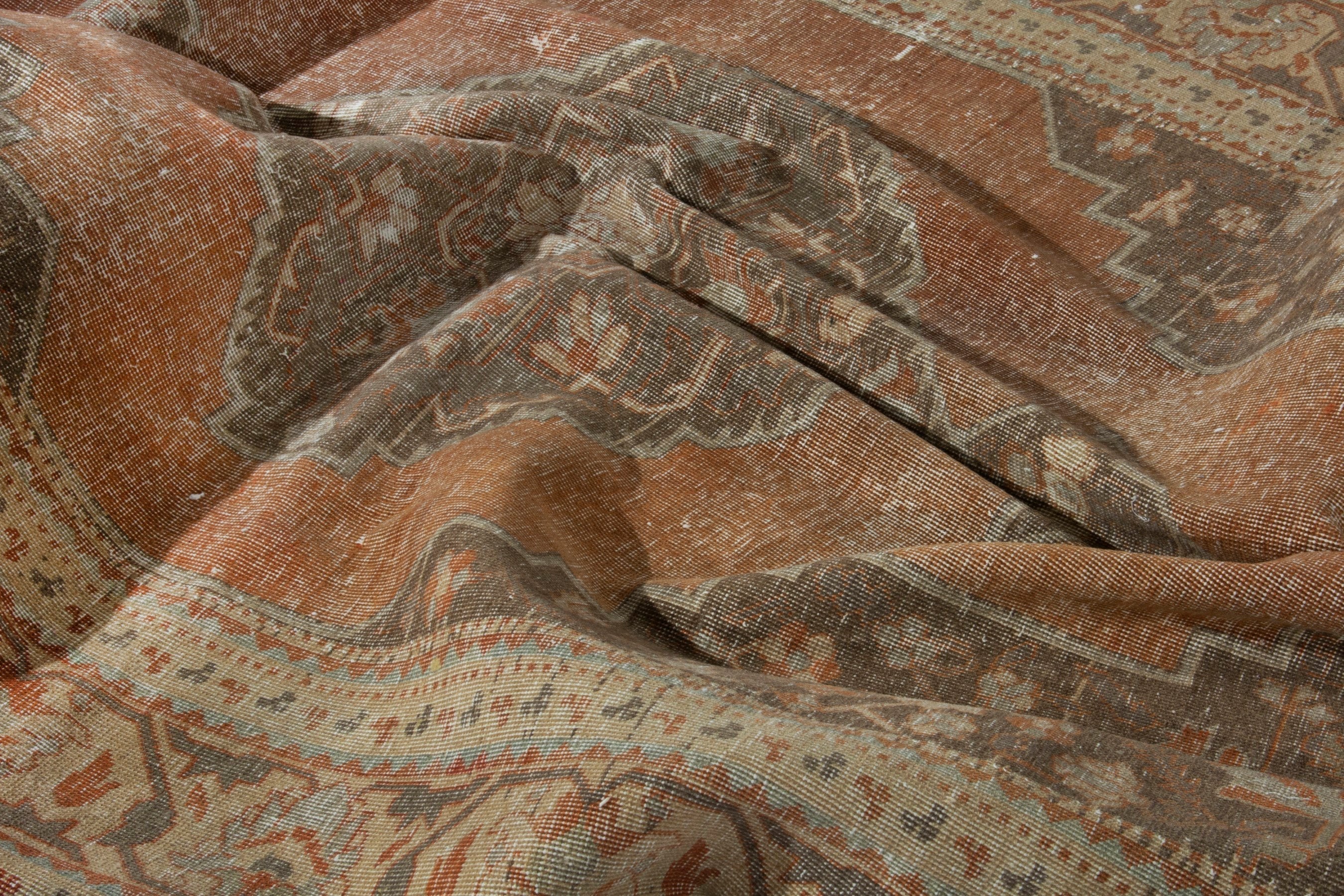 Persian Khoy area rug in terracotta and tan, view 18 of 19