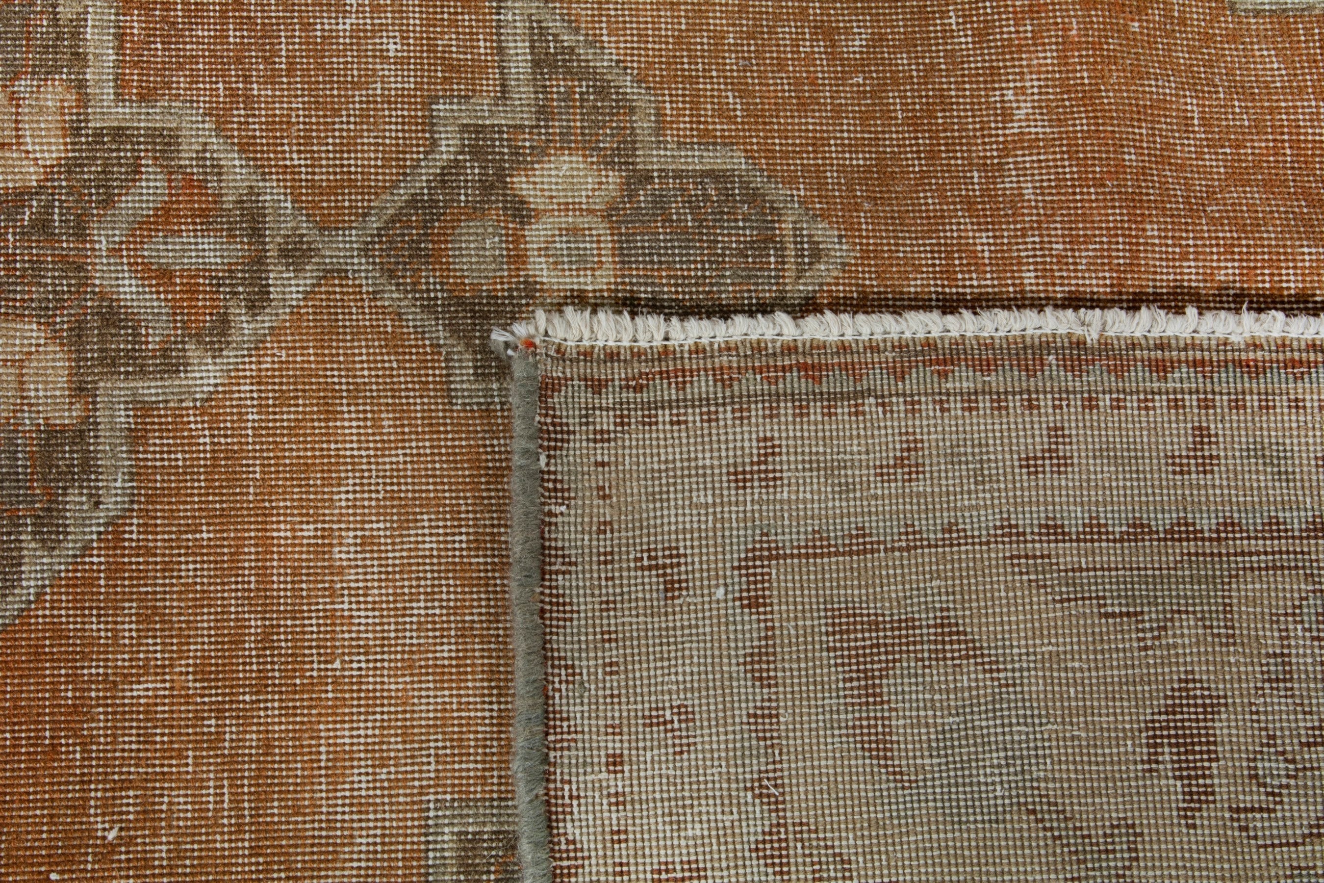 Persian Khoy area rug in terracotta and tan, view 19 of 19