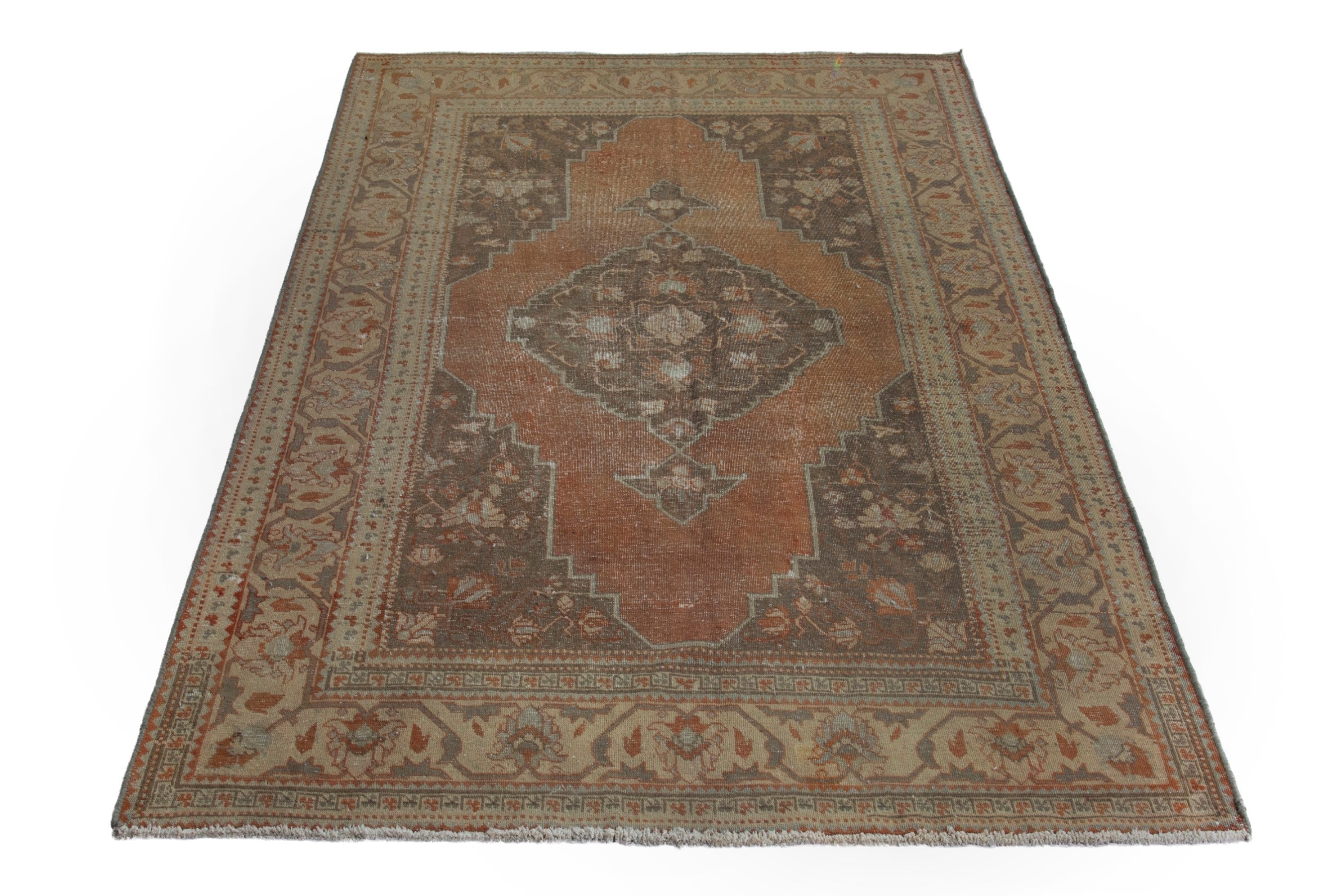Persian Khoy area rug in terracotta and tan, view 2 of 19