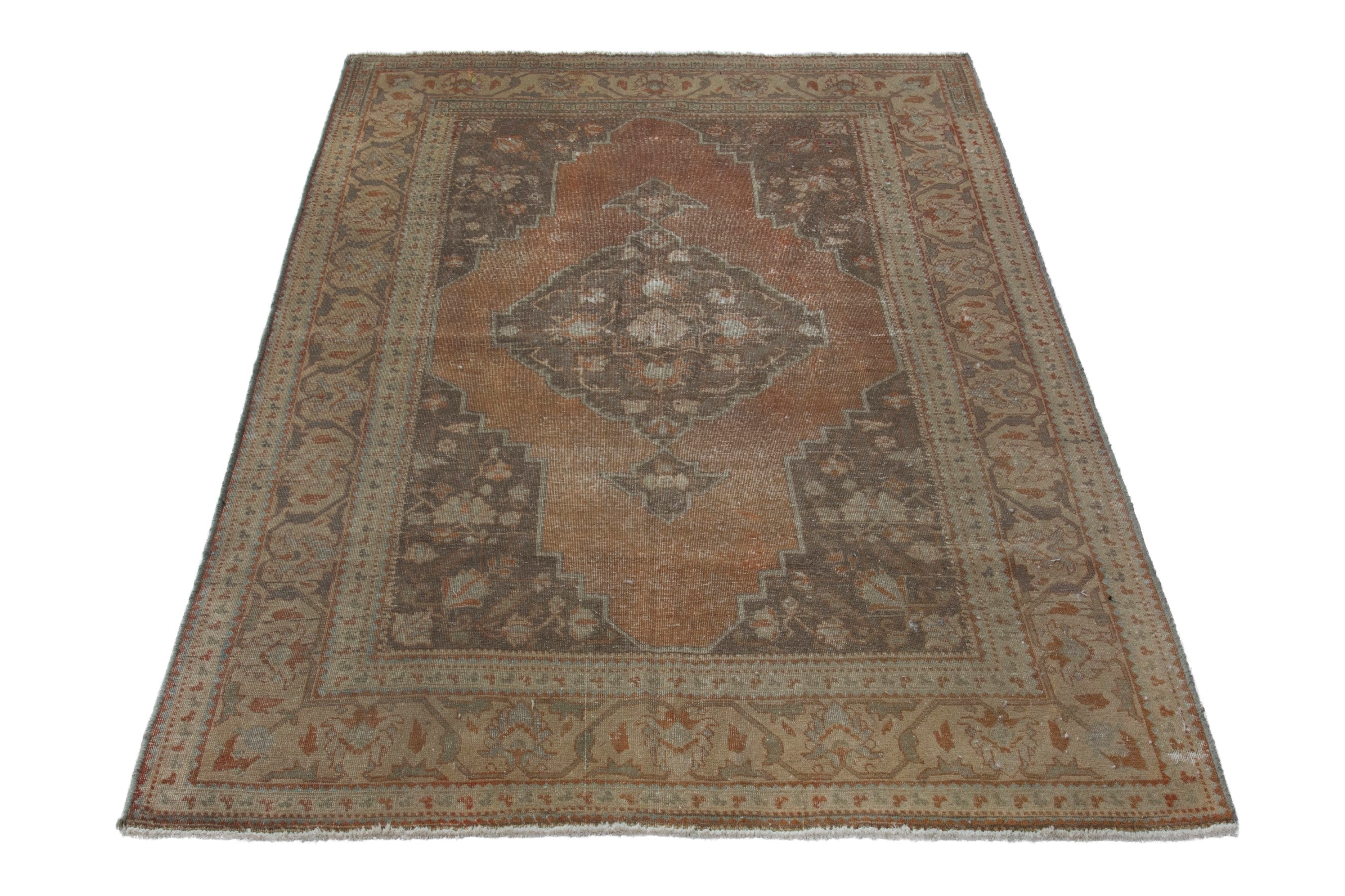 Persian Khoy area rug in terracotta and tan, view 3 of 19