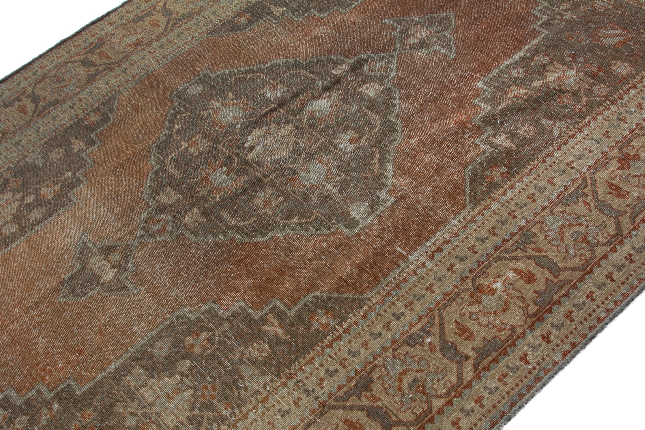 Persian Khoy area rug in terracotta and tan, view 6 of 19