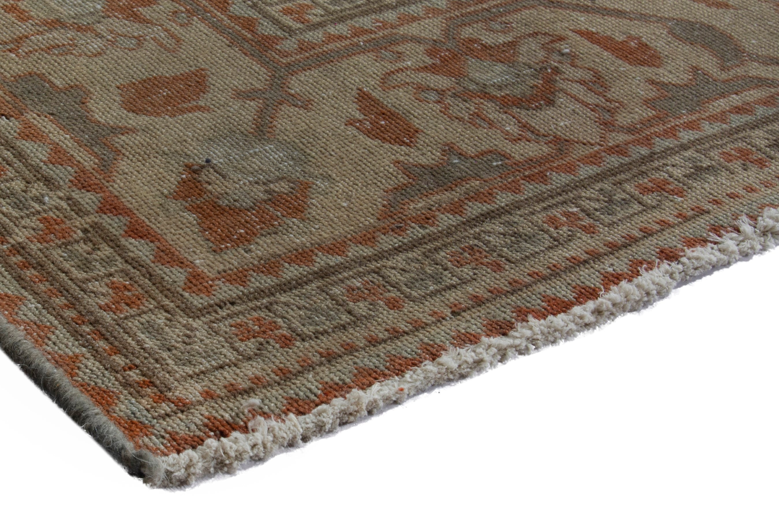 Persian Khoy area rug in terracotta and tan, view 4 of 19