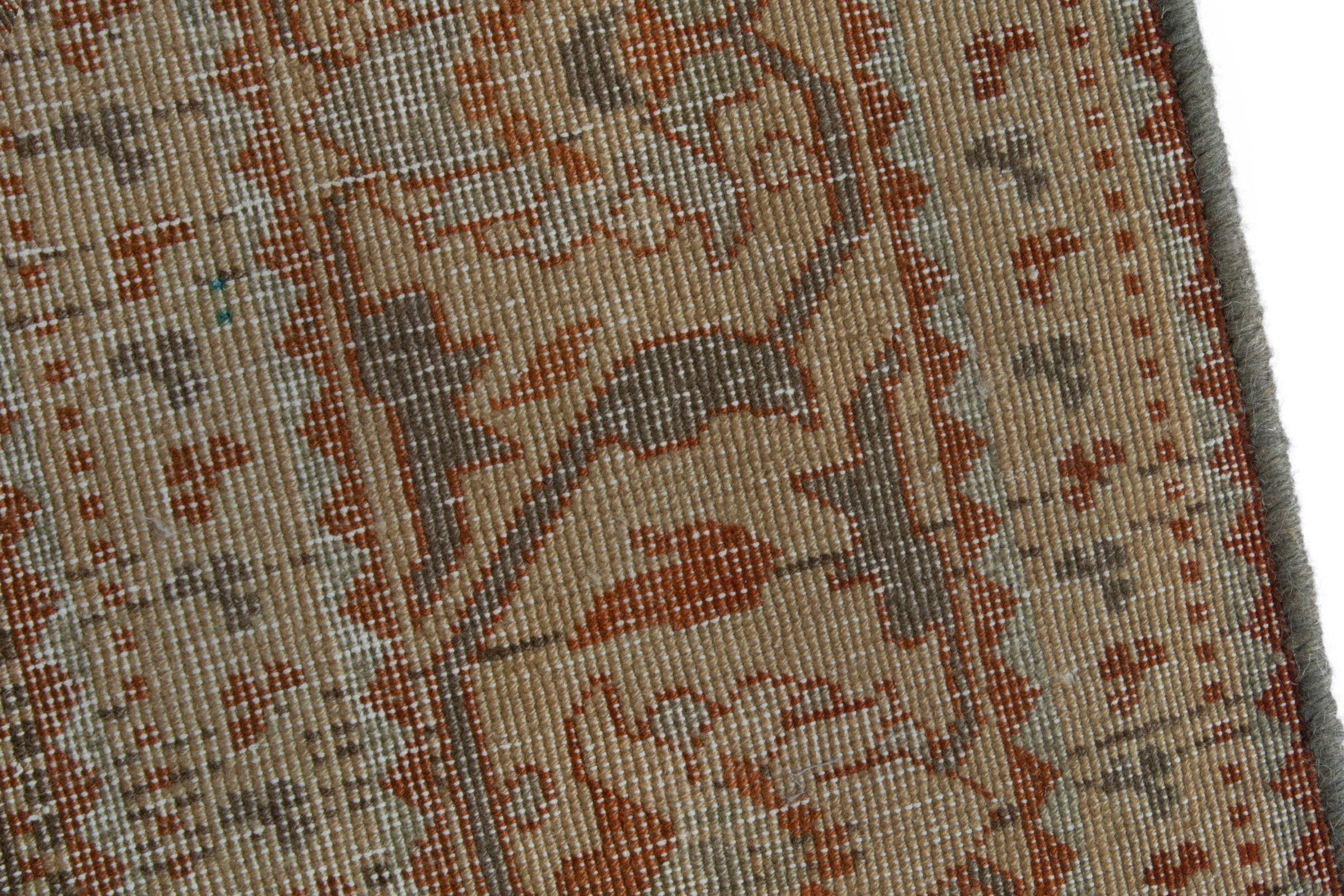 Persian Khoy area rug in terracotta and tan, view 7 of 19