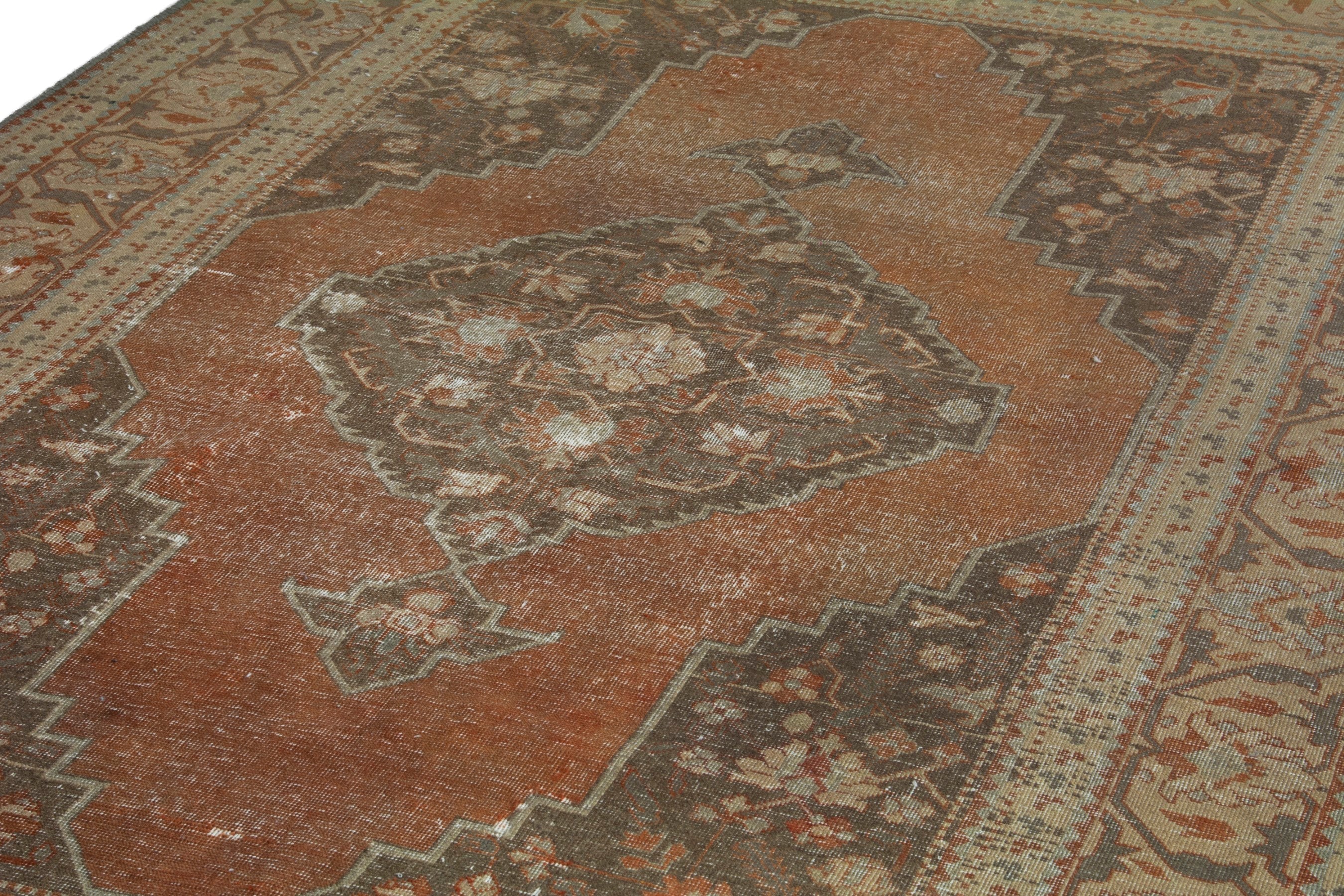 Persian Khoy area rug in terracotta and tan, view 9 of 19