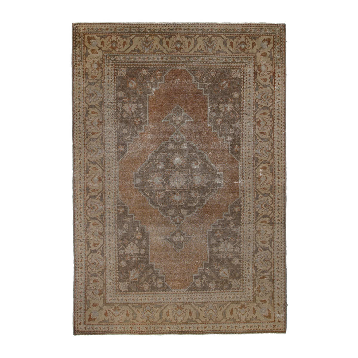 Persian Khoy area rug in terracotta and tan, 5'3" x 7'9"