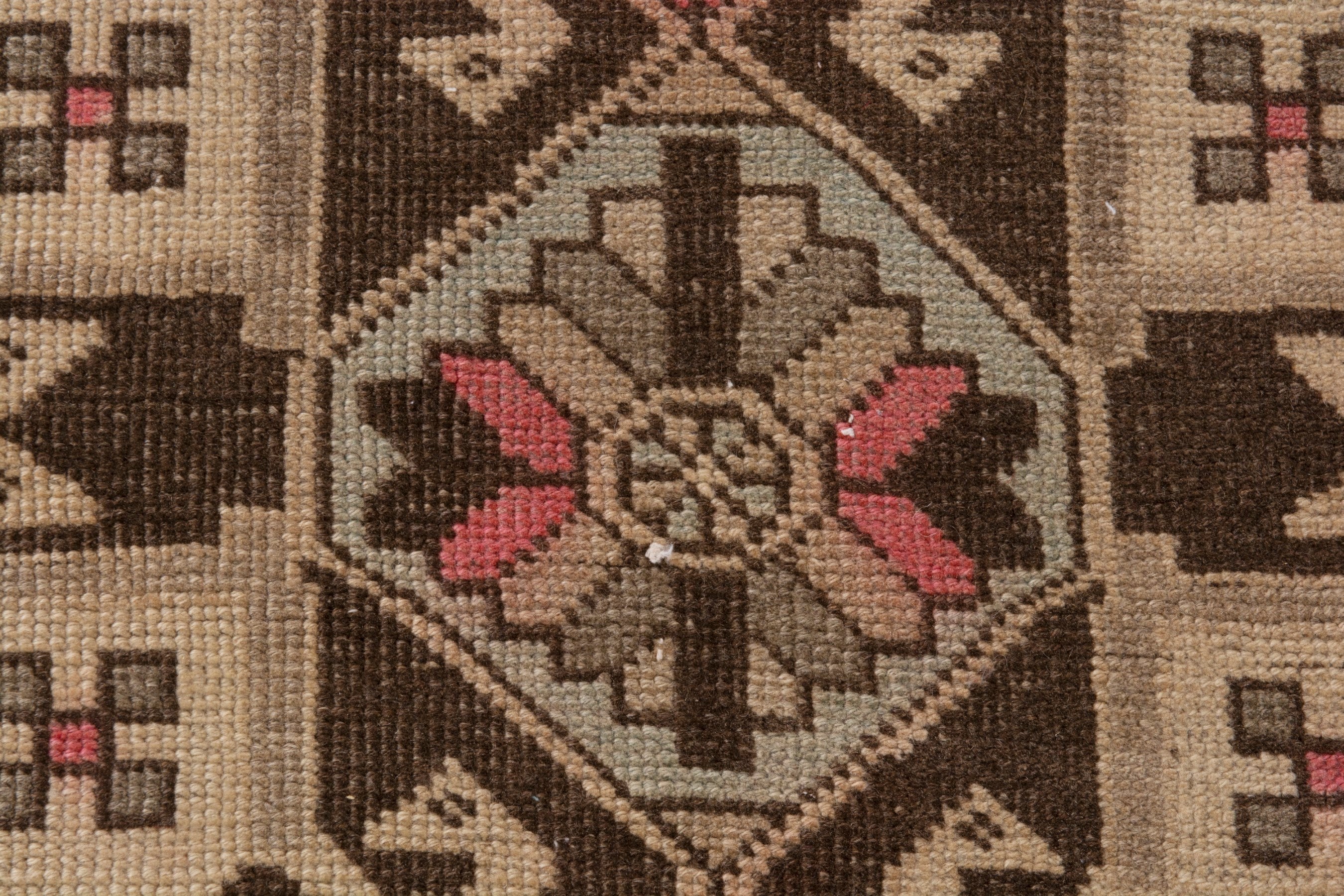 Persian Ardabil runner rug in beige and dark brown, view 14 of 25