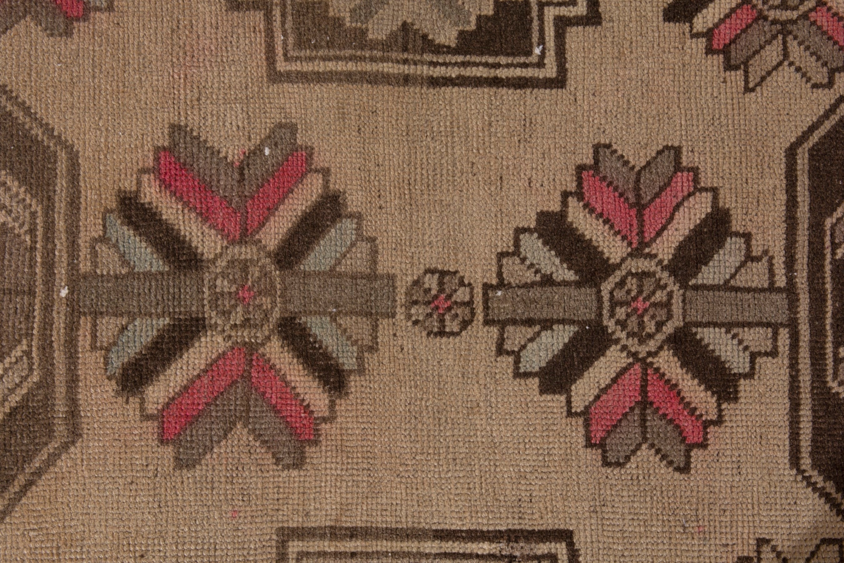 Persian Ardabil runner rug in beige and dark brown, view 15 of 25