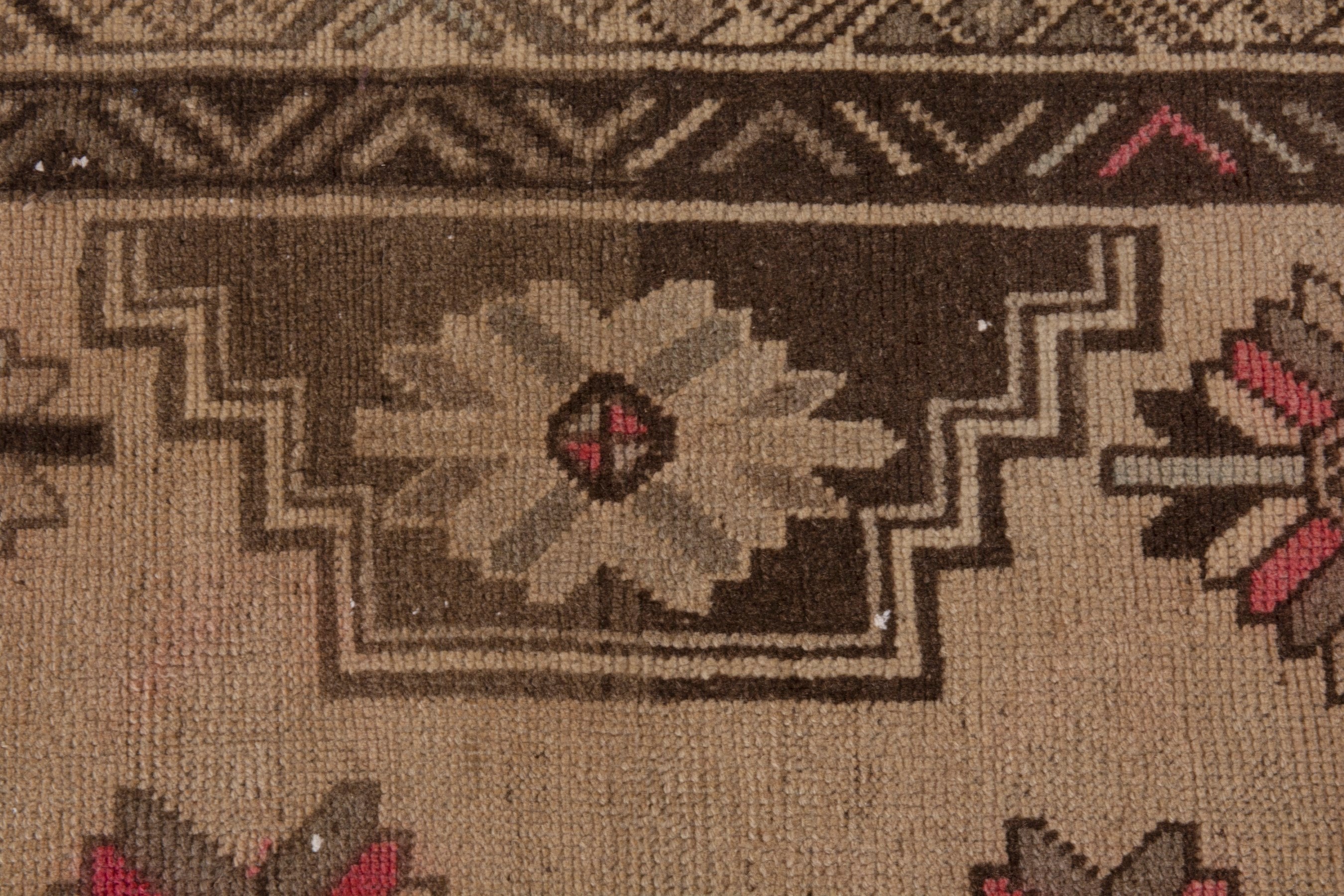 Persian Ardabil runner rug in beige and dark brown, view 16 of 25
