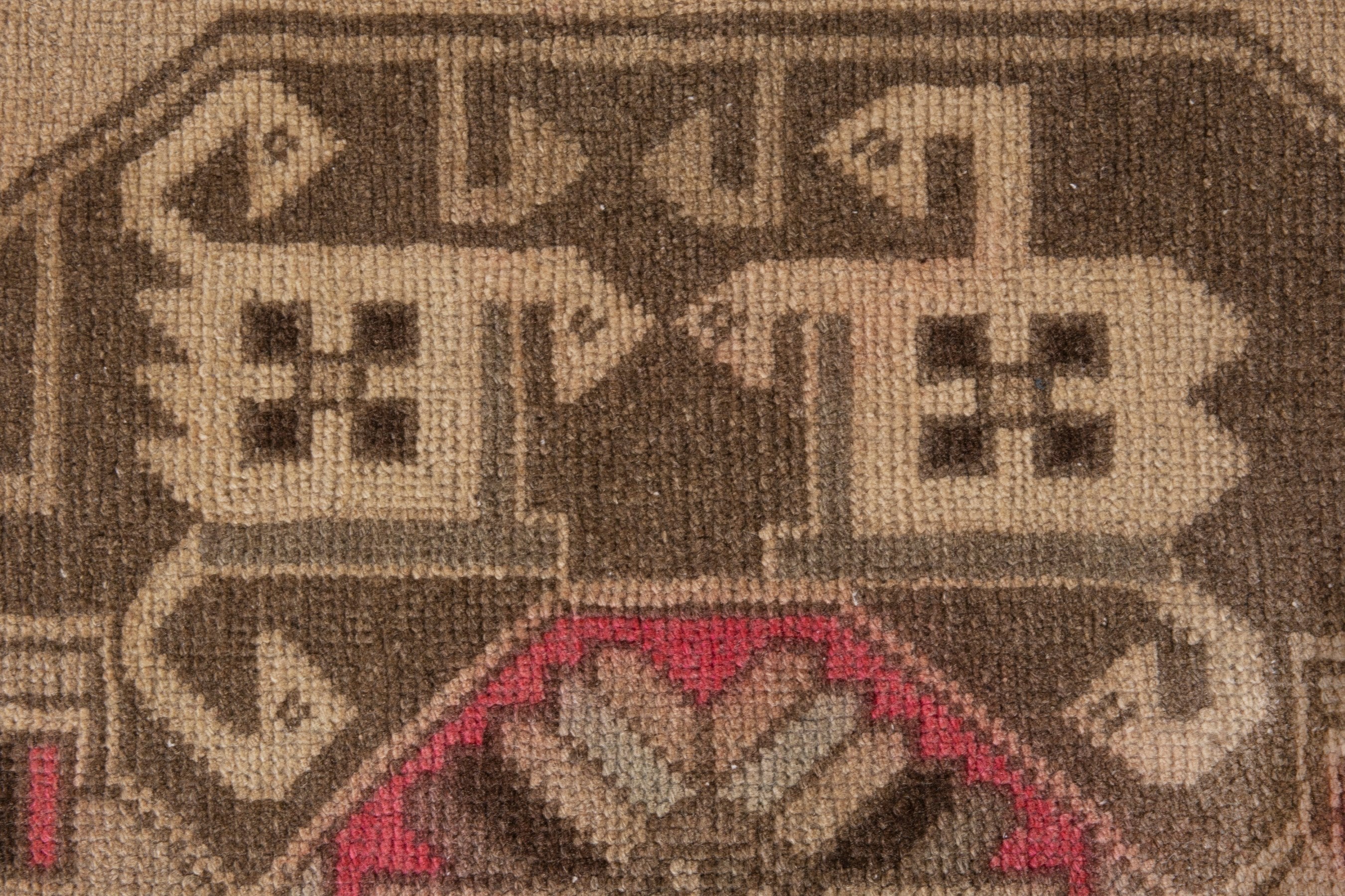 Persian Ardabil runner rug in beige and dark brown, view 17 of 25
