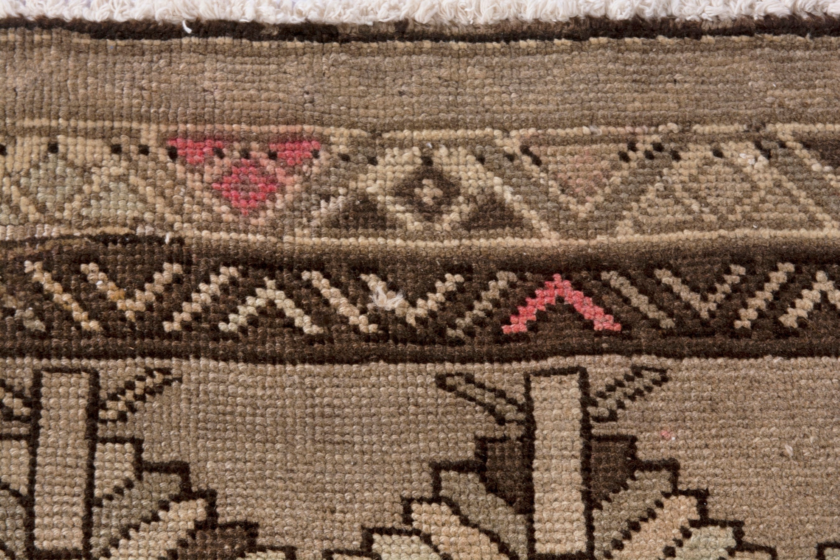 Persian Ardabil runner rug in beige and dark brown, view 12 of 25