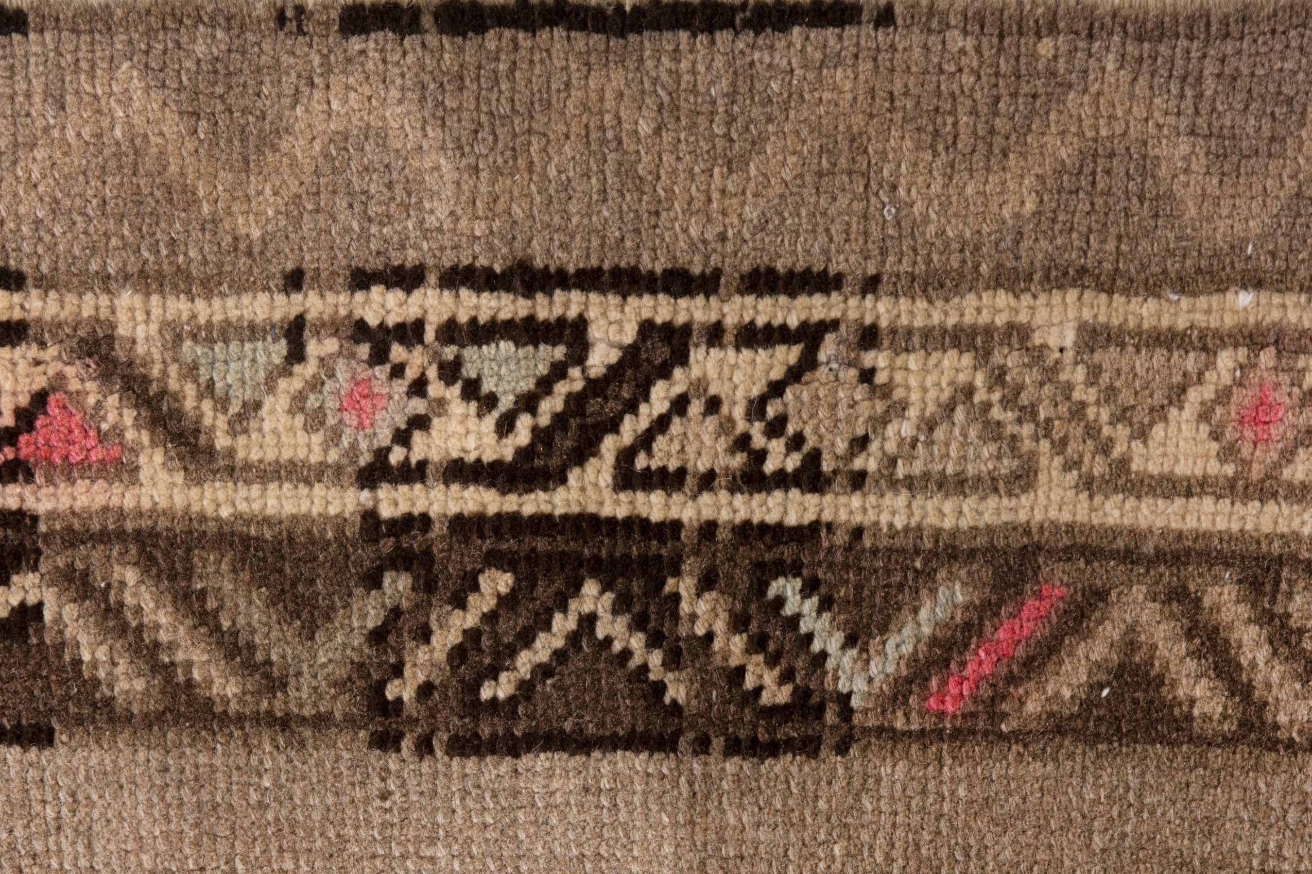 Persian Ardabil runner rug in beige and dark brown, view 13 of 25