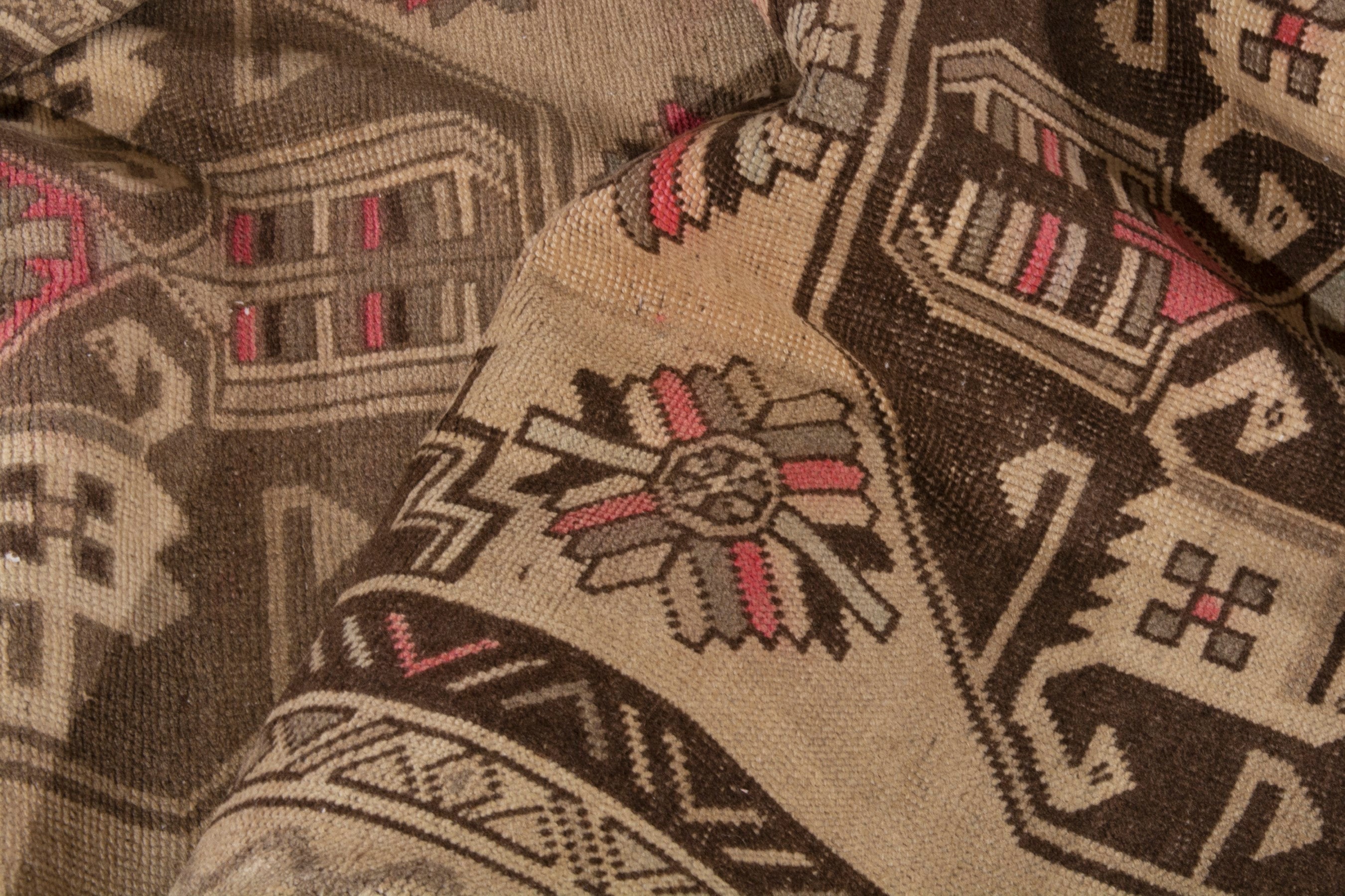 Persian Ardabil runner rug in beige and dark brown, view 20 of 25
