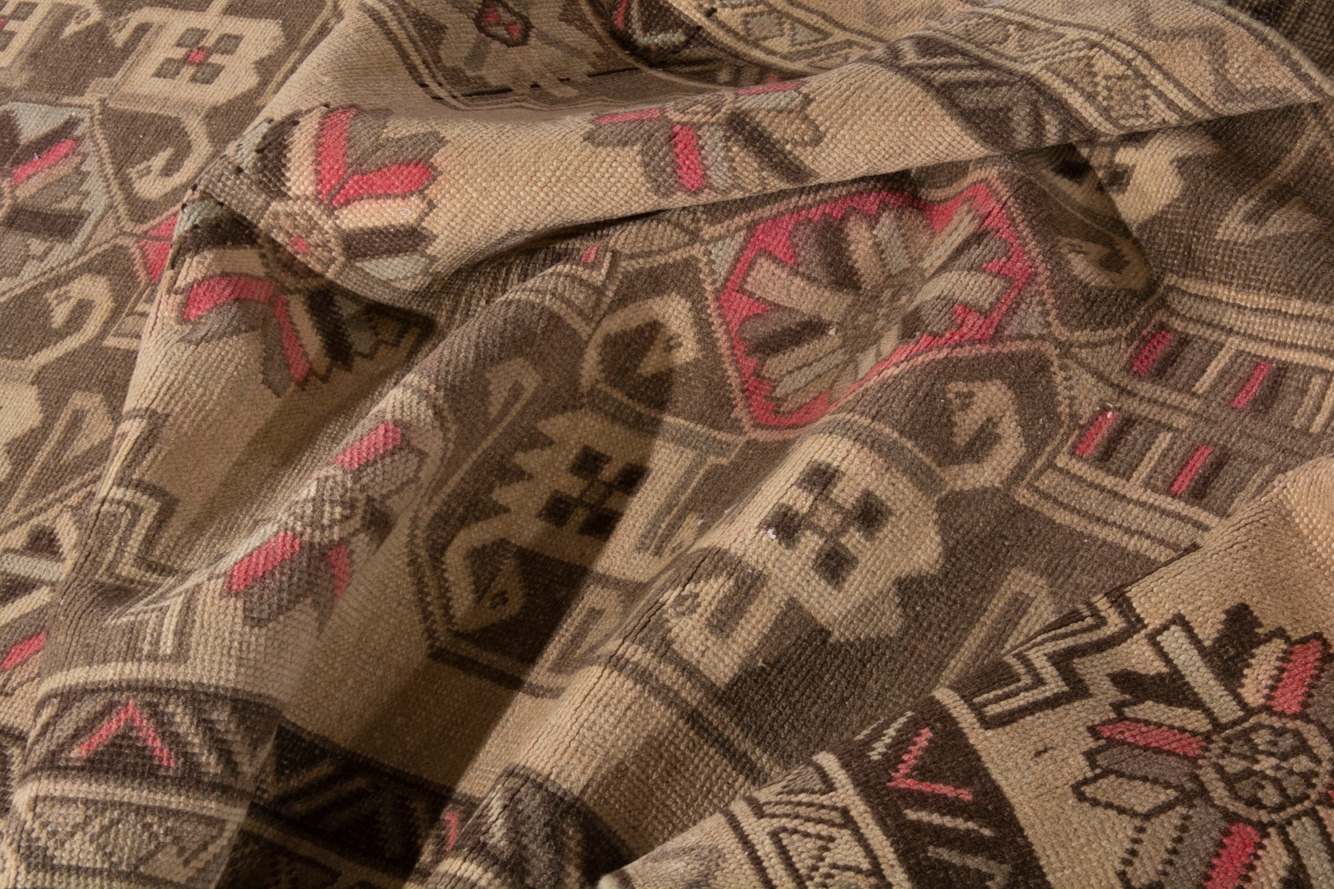 Persian Ardabil runner rug in beige and dark brown, view 21 of 25