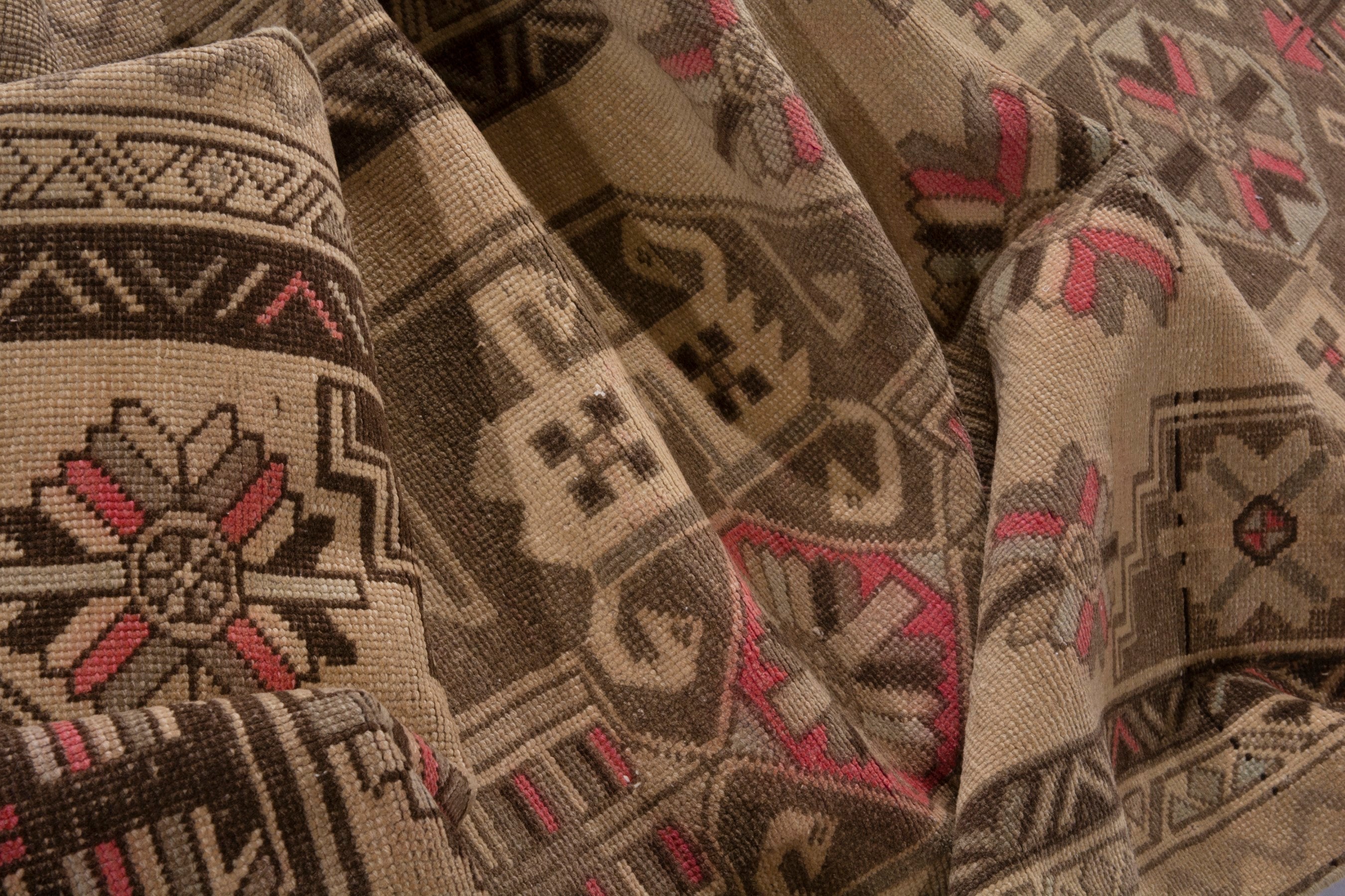 Persian Ardabil runner rug in beige and dark brown, view 23 of 25