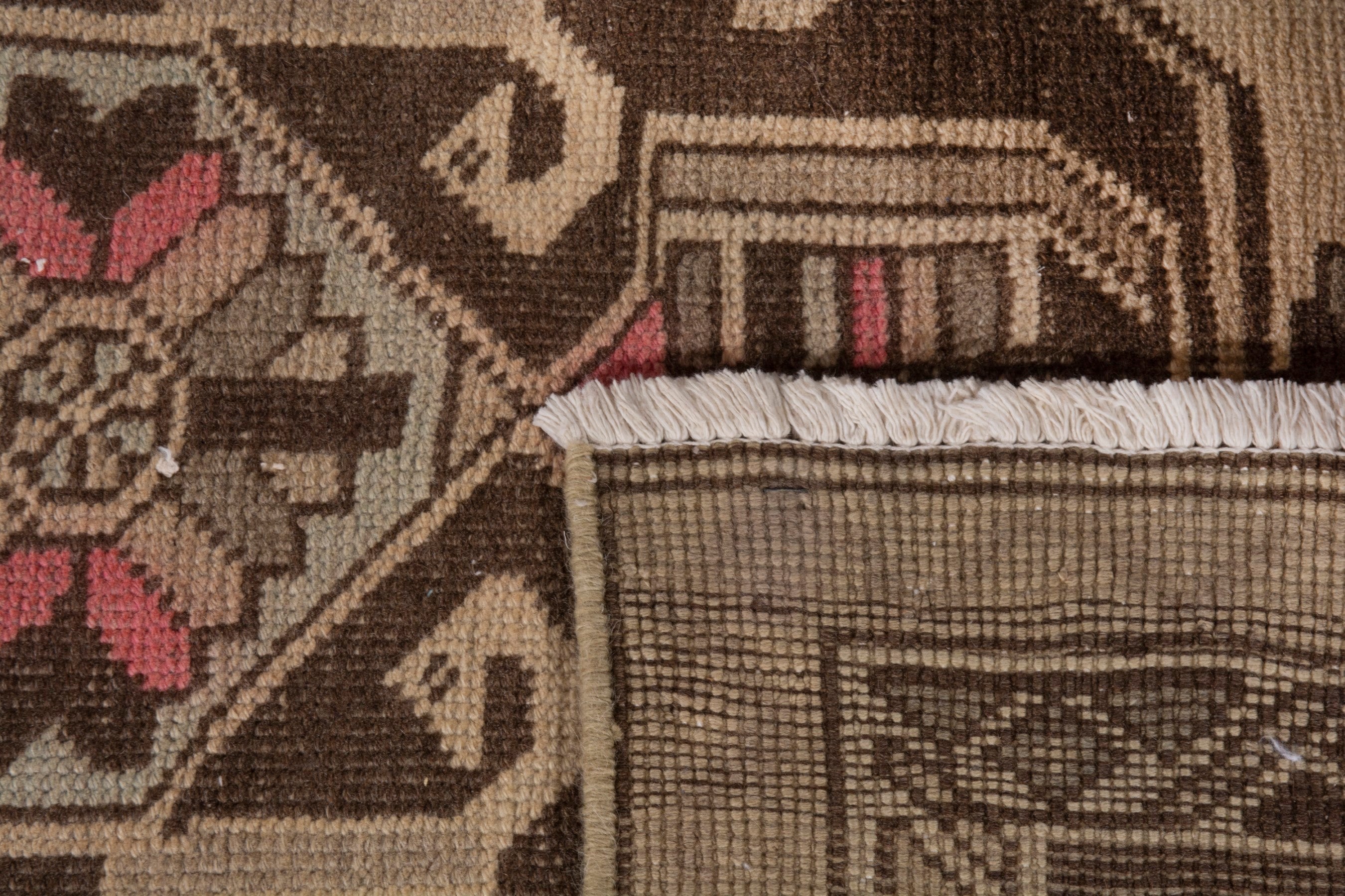 Persian Ardabil runner rug in beige and dark brown, view 25 of 25
