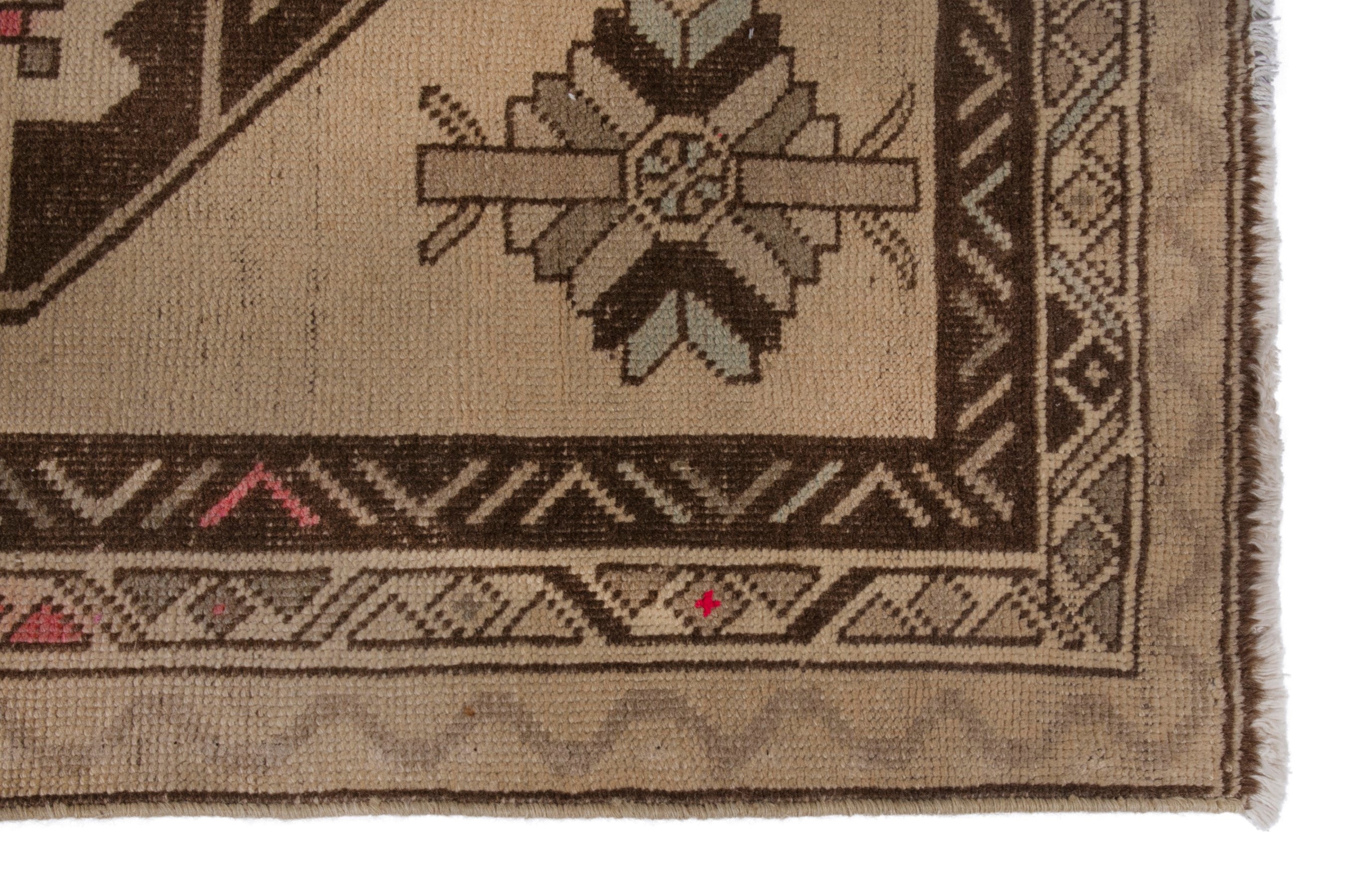 Persian Ardabil runner rug in beige and dark brown, view 5 of 25