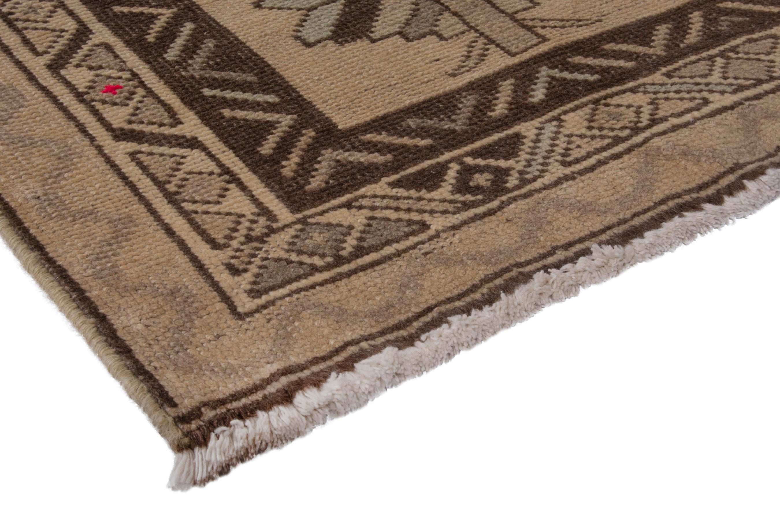 Persian Ardabil runner rug in beige and dark brown, view 4 of 25