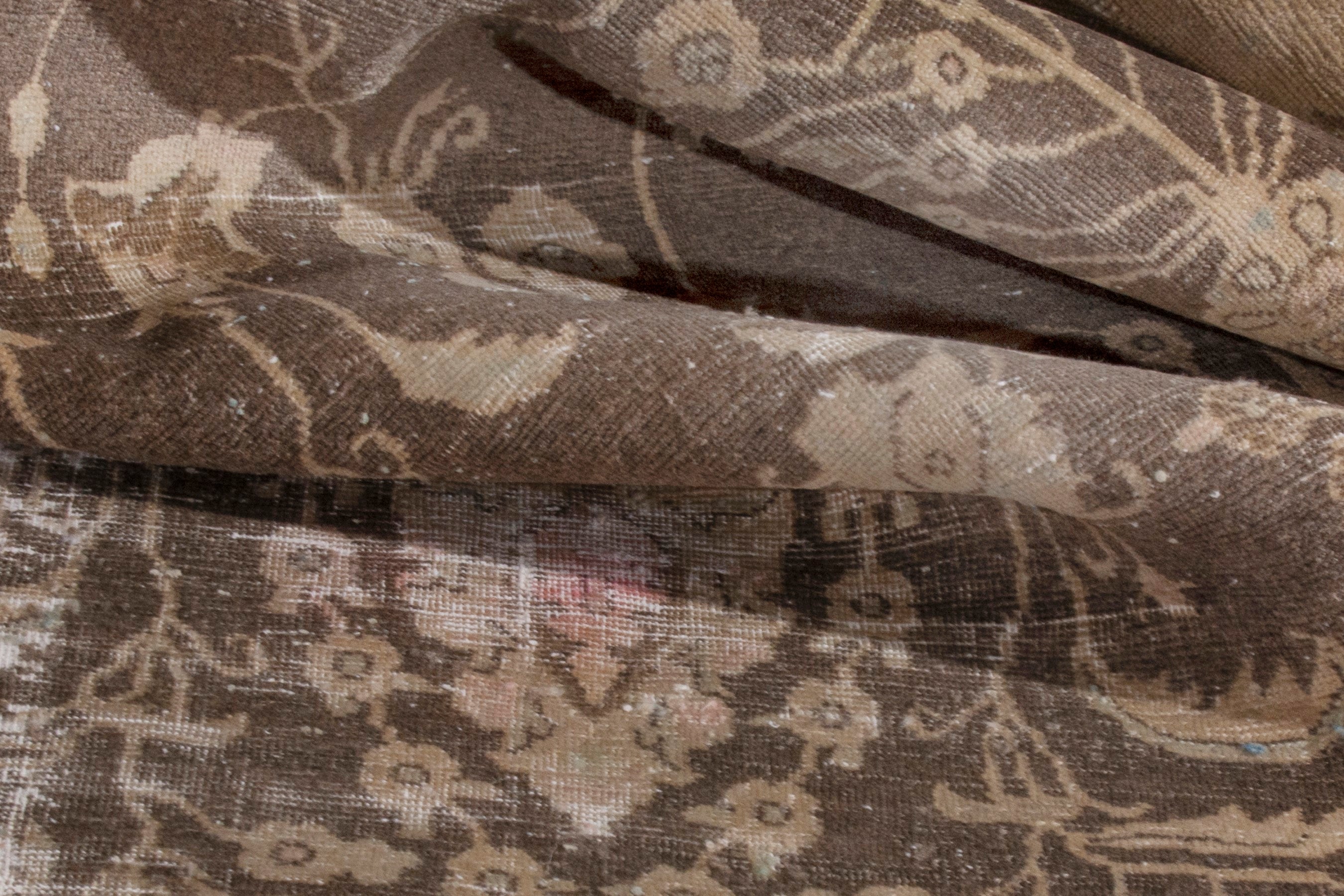 Persian Hamedan area rug in dark brown and greige, view 21 of 22