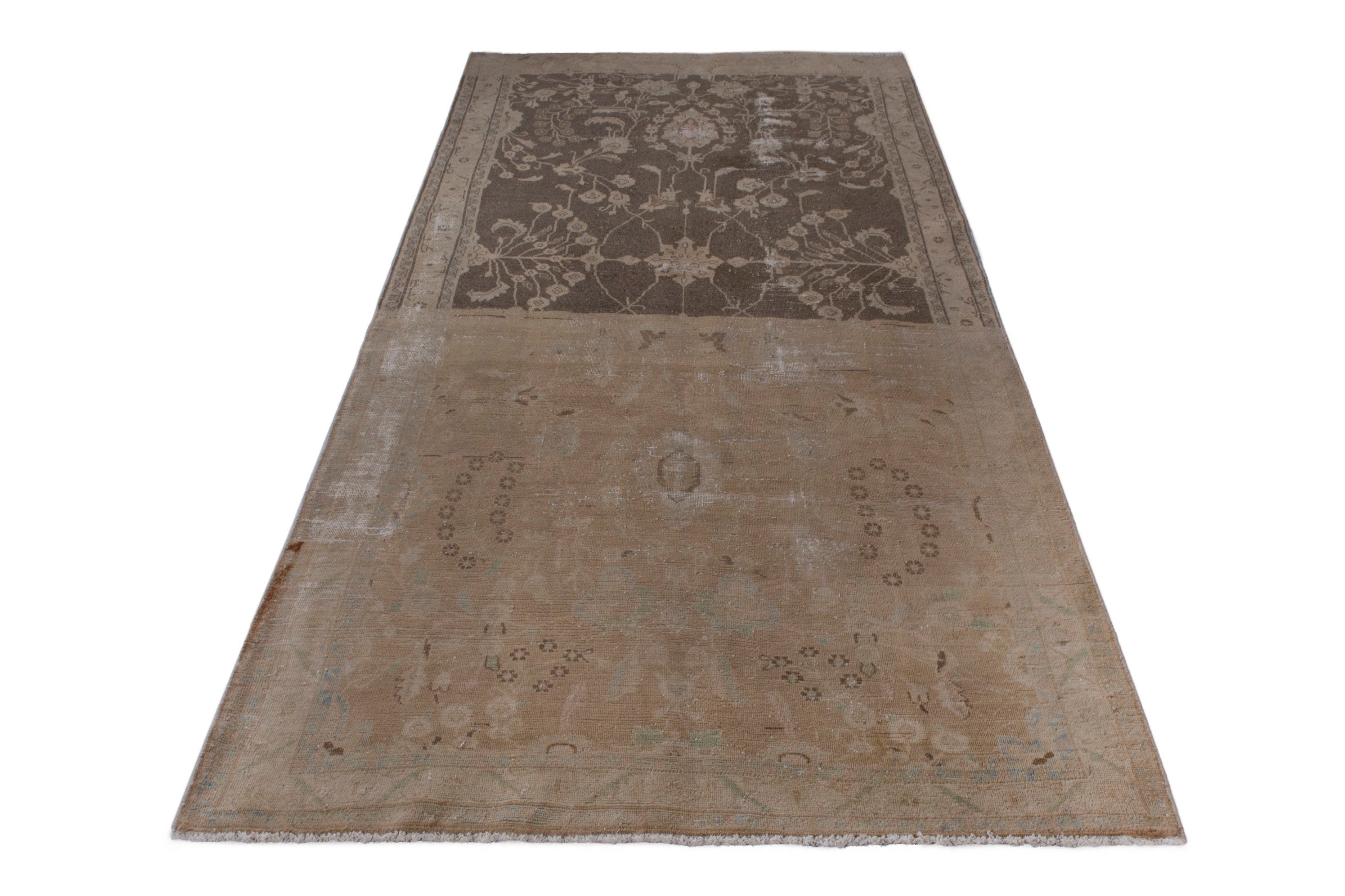 Persian Hamedan area rug in dark brown and greige, view 3 of 22