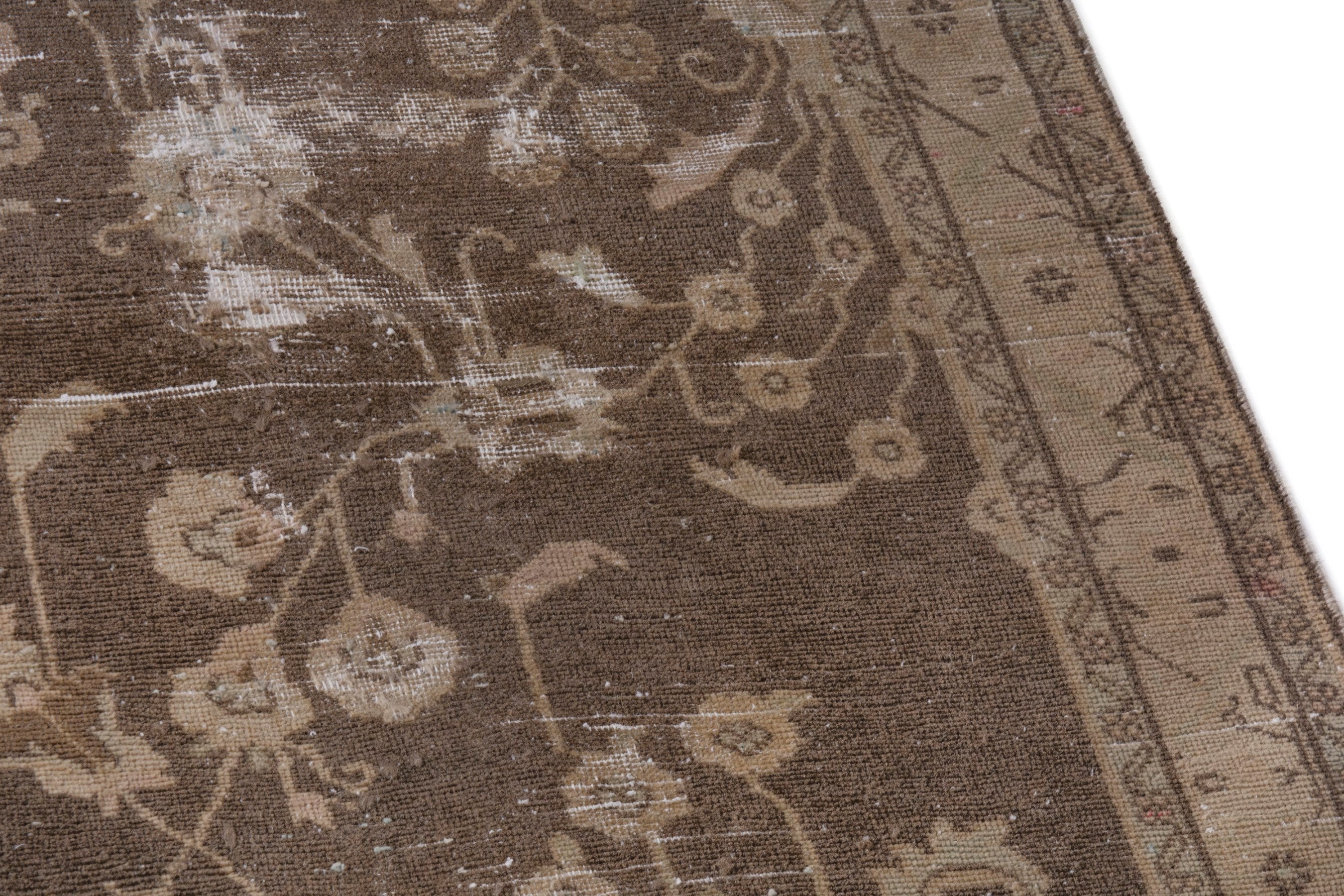 Persian Hamedan area rug in dark brown and greige, view 11 of 22