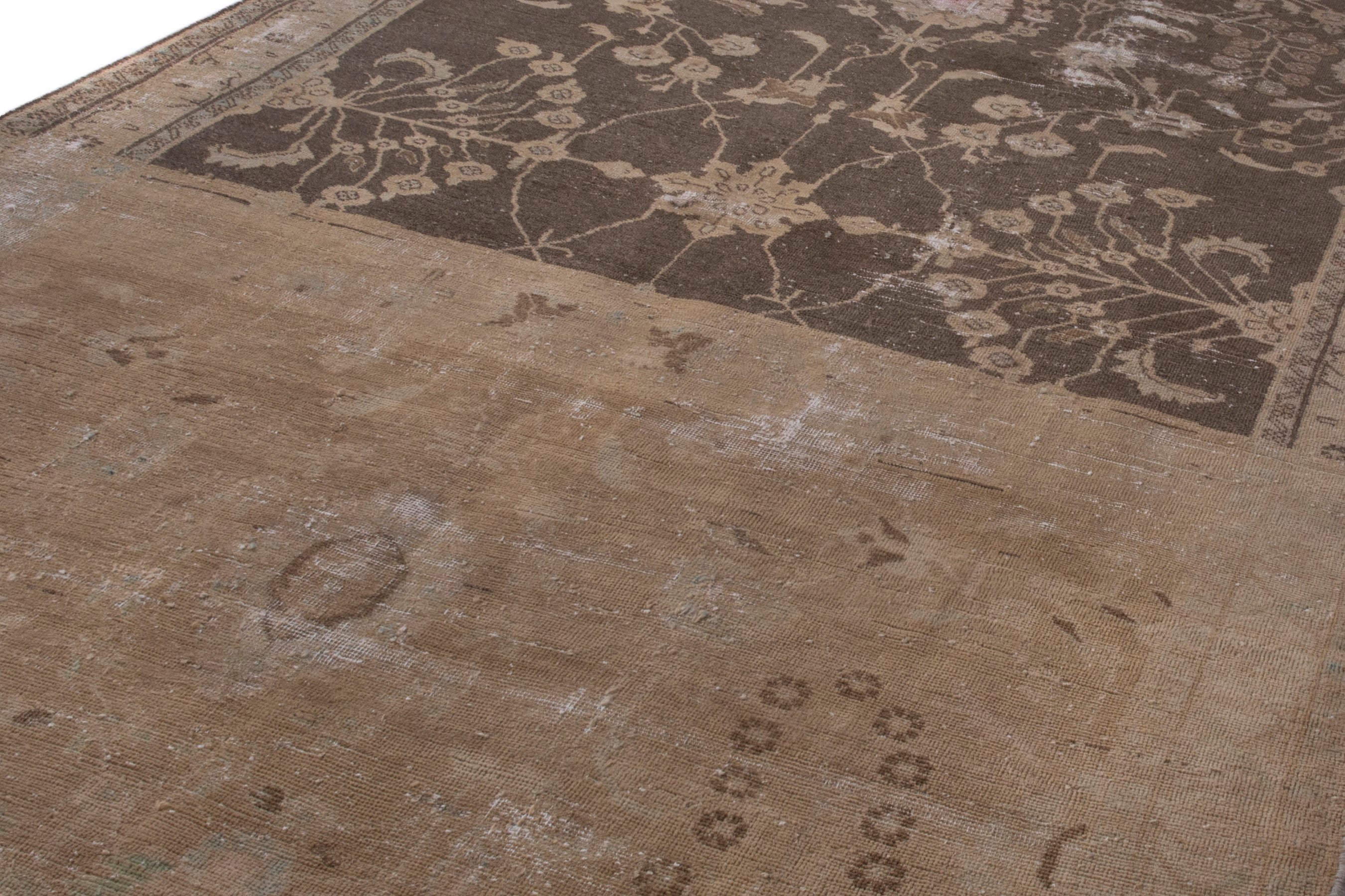 Persian Hamedan area rug in dark brown and greige, view 8 of 22