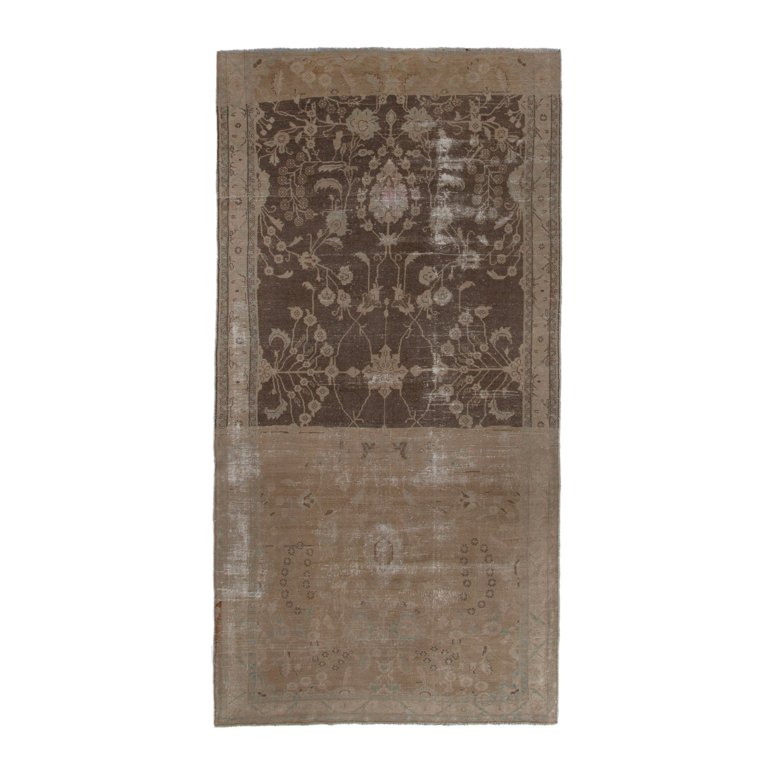 Persian Hamedan area rug in dark brown and greige, 4'9" x 10'3"