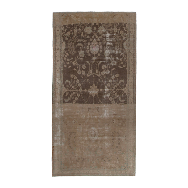 Persian Hamedan area rug in dark brown and greige, 4'9" x 10'3"