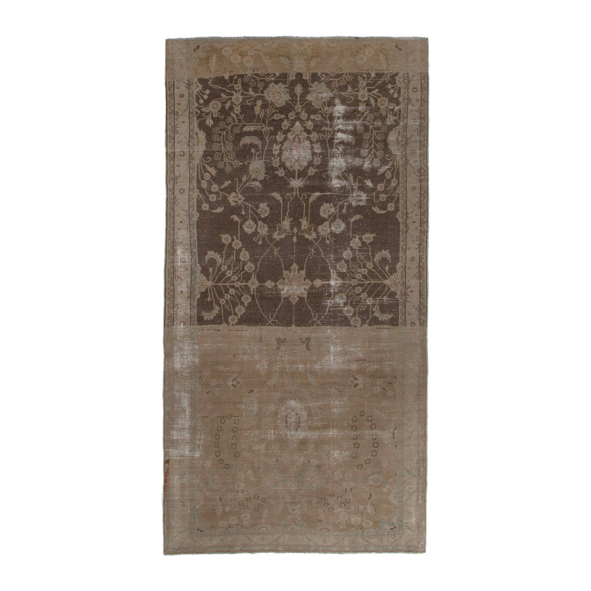 Persian Hamedan area rug in dark brown and greige, 4'9" x 10'3"