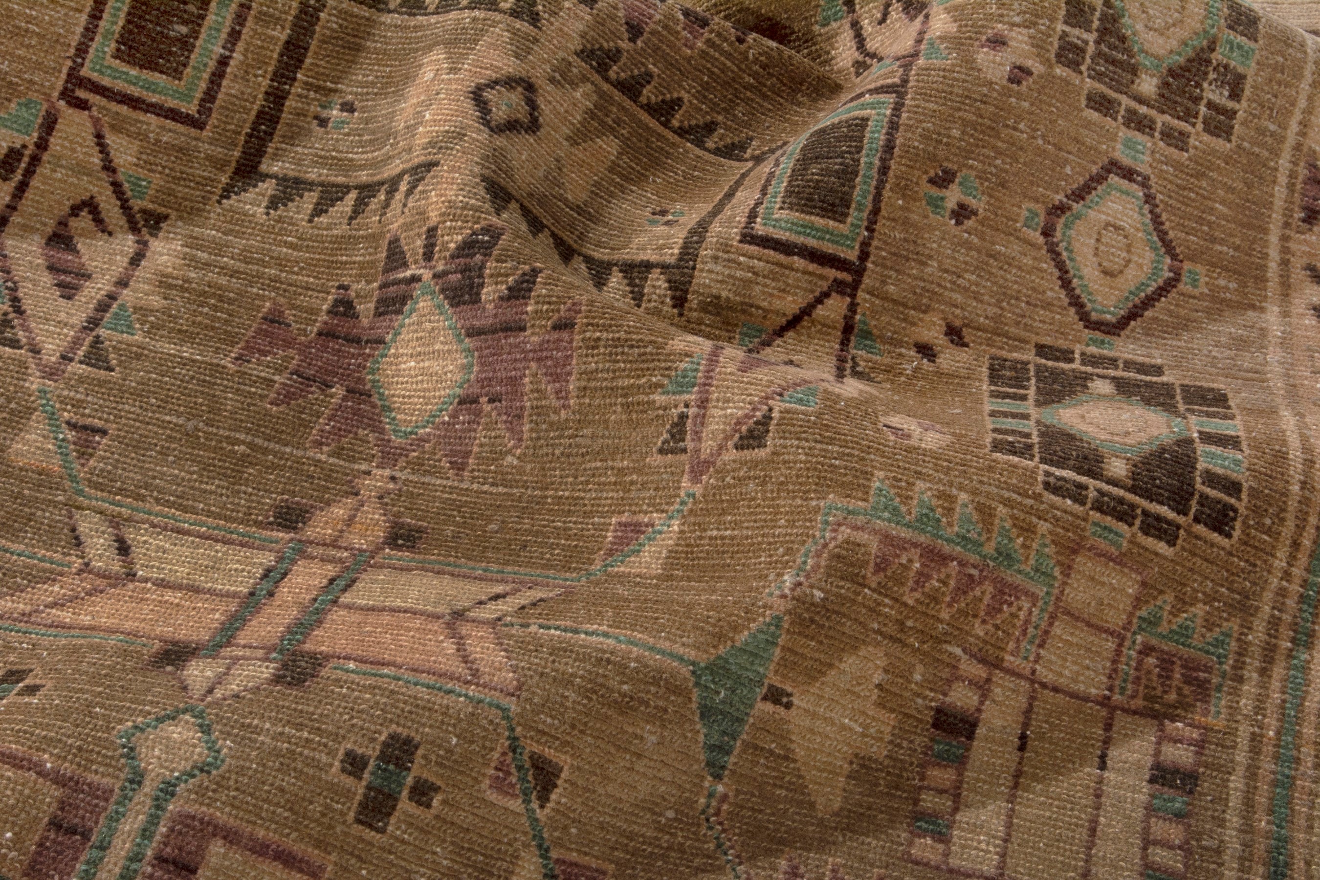 Persian Borujerd area rug in tan and beige, view 16 of 18