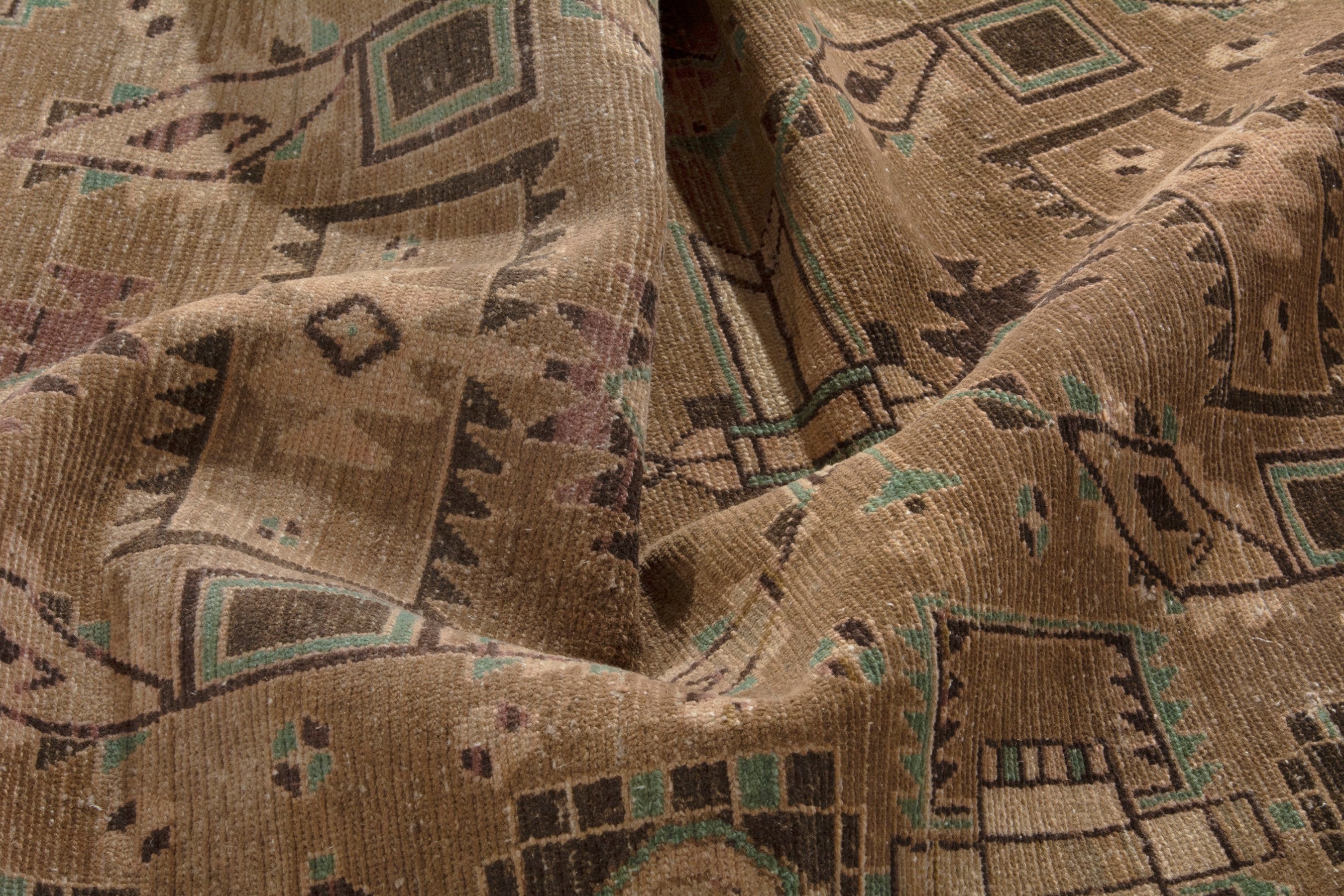 Persian Borujerd area rug in tan and beige, view 17 of 18