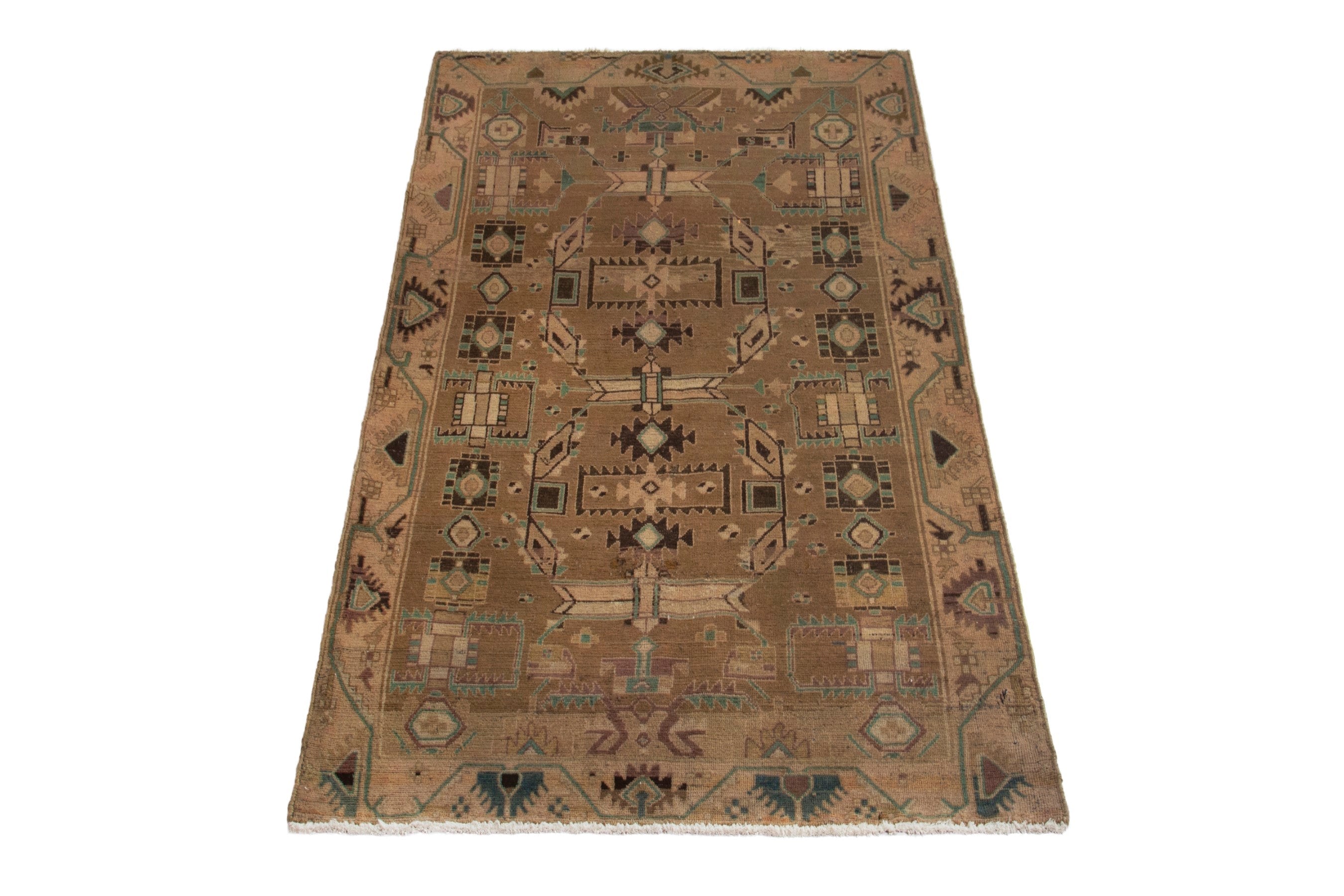 Persian Borujerd area rug in tan and beige, view 2 of 18