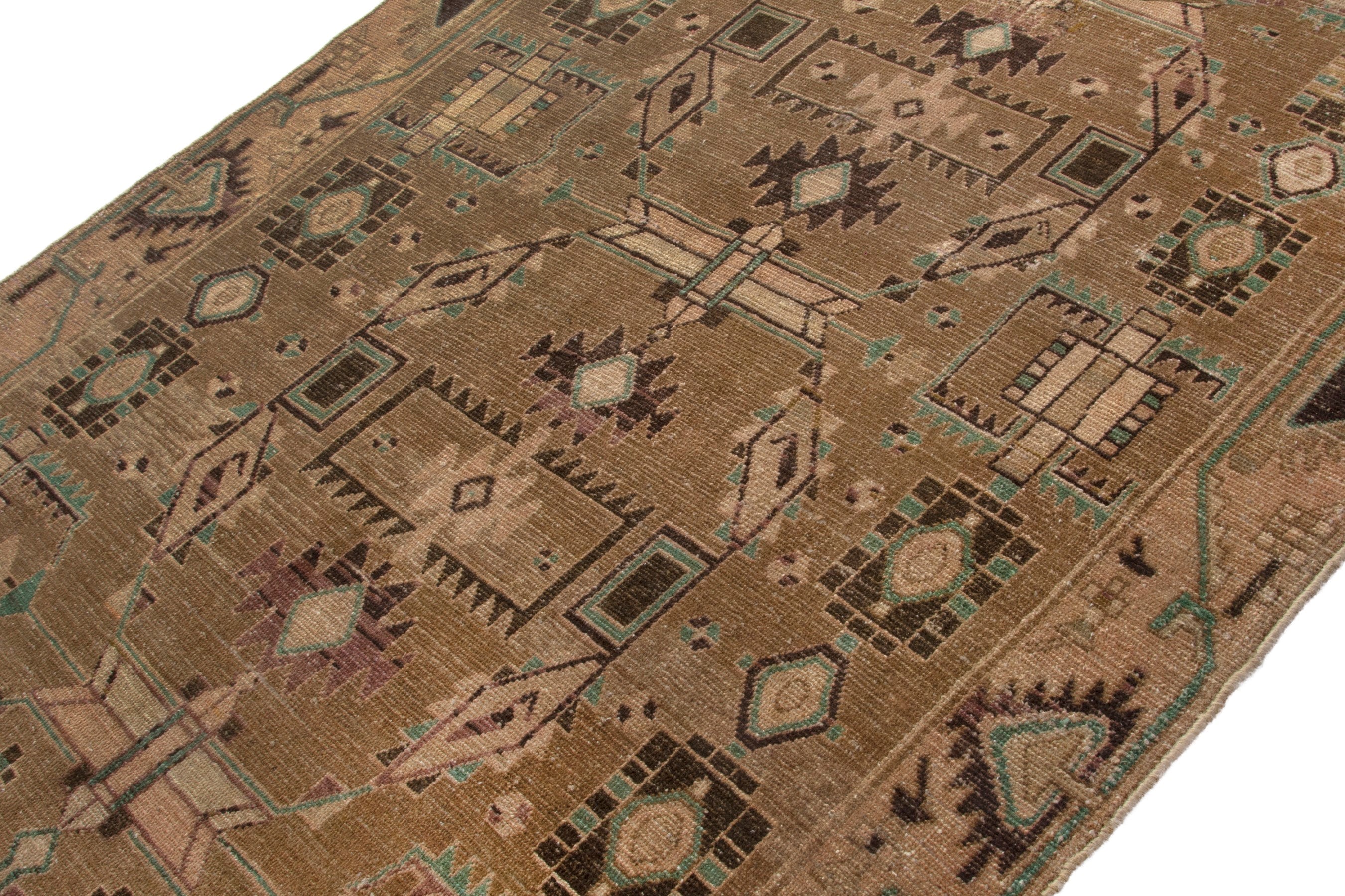 Persian Borujerd area rug in tan and beige, view 6 of 18