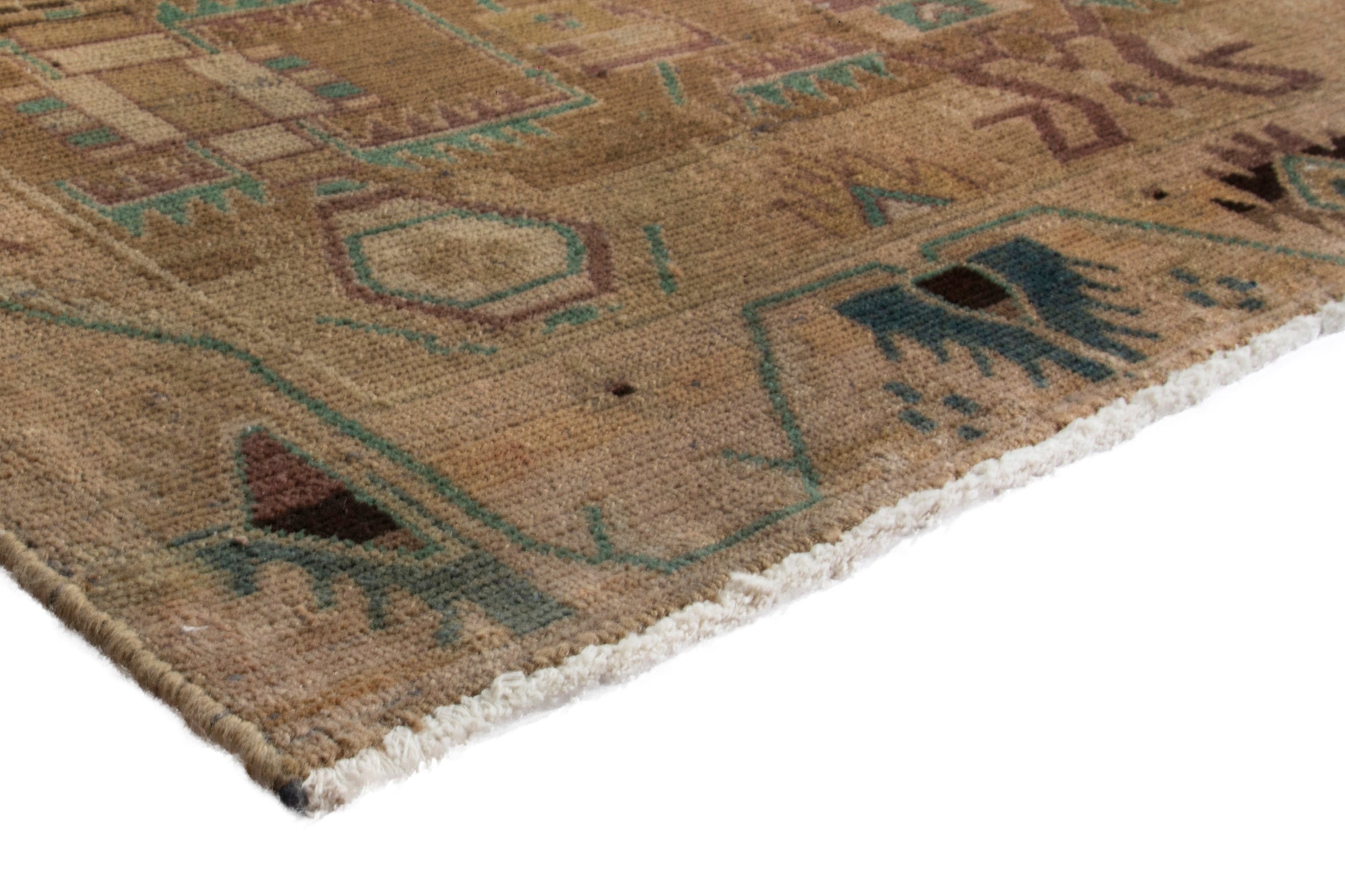 Persian Borujerd area rug in tan and beige, view 4 of 18