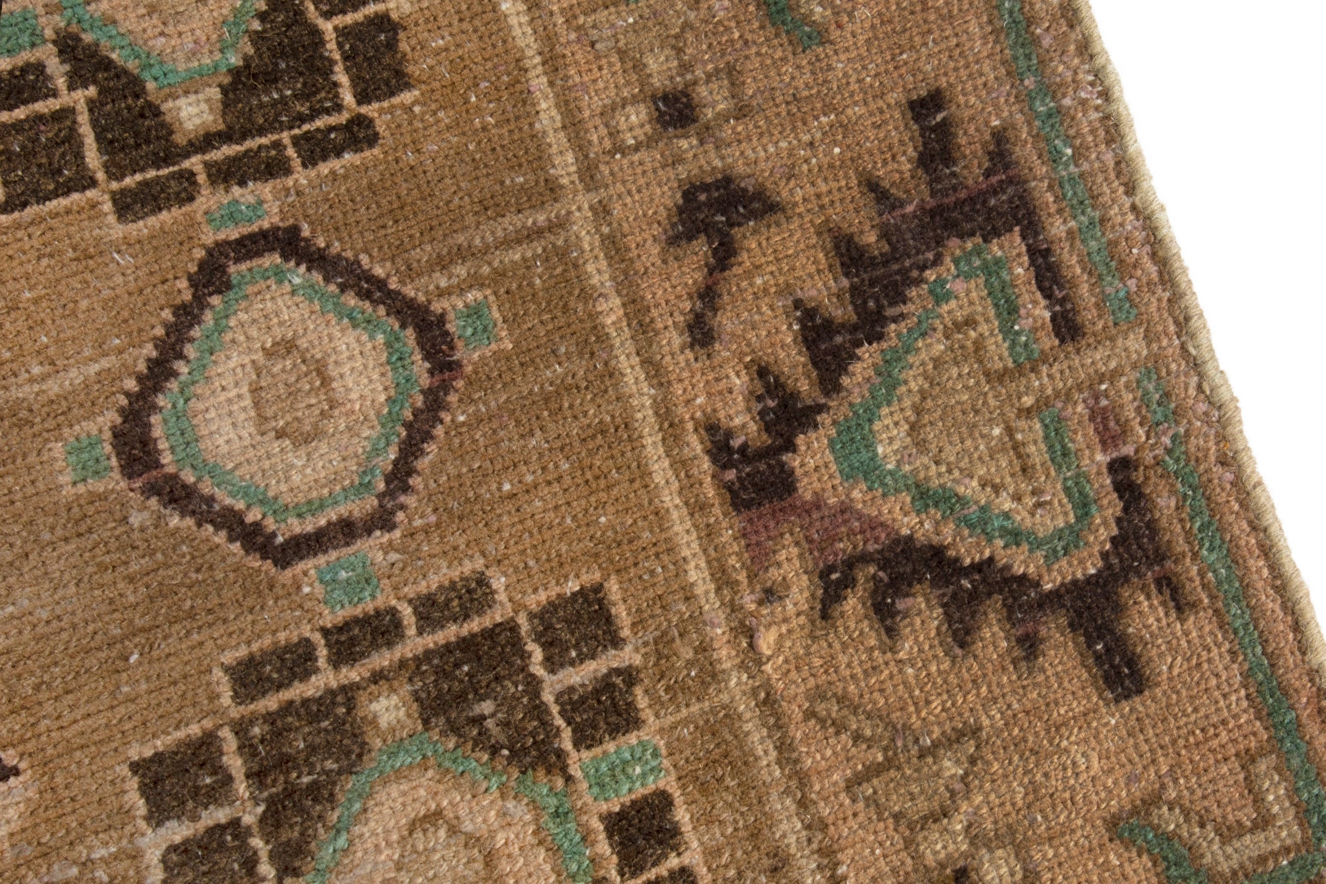 Persian Borujerd area rug in tan and beige, view 7 of 18