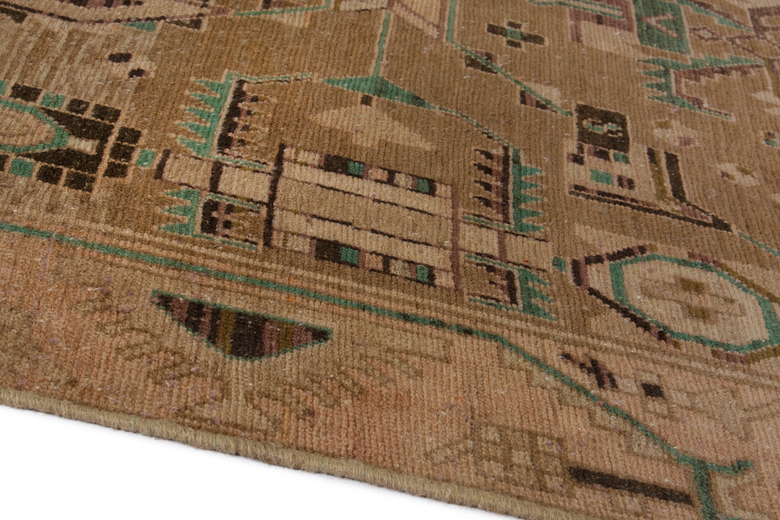 Persian Borujerd area rug in tan and beige, view 8 of 18