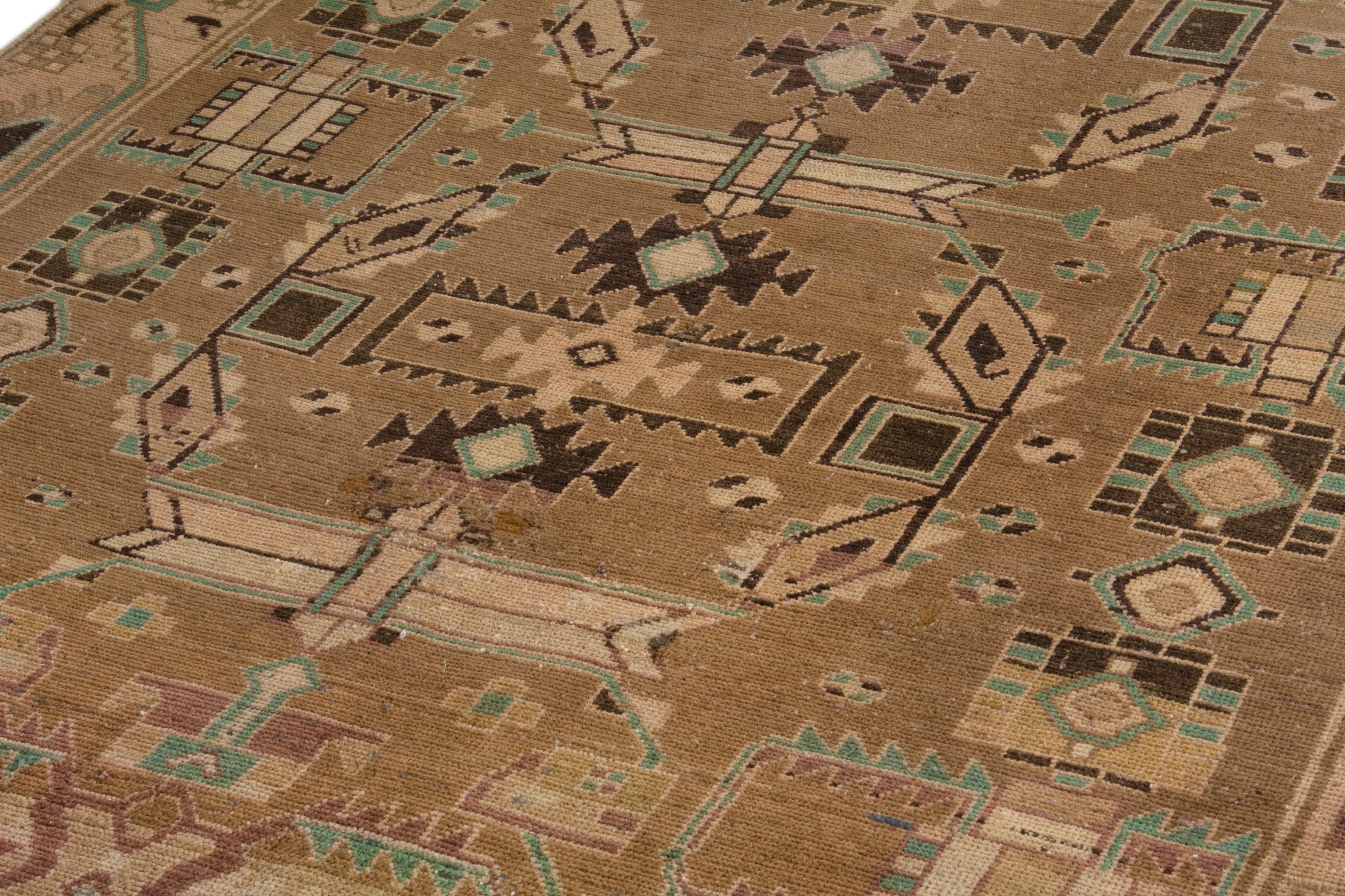 Persian Borujerd area rug in tan and beige, view 9 of 18