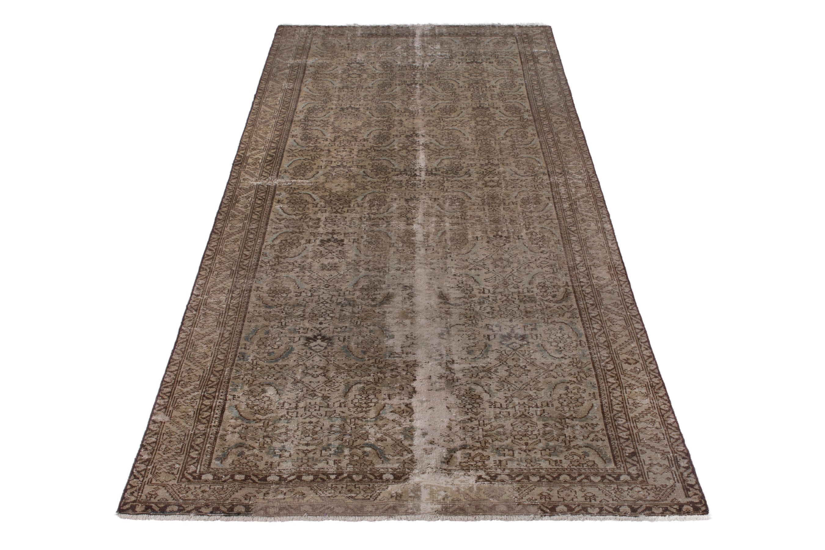 Persian Malayer area rug in taupe and greige, view 3 of 20