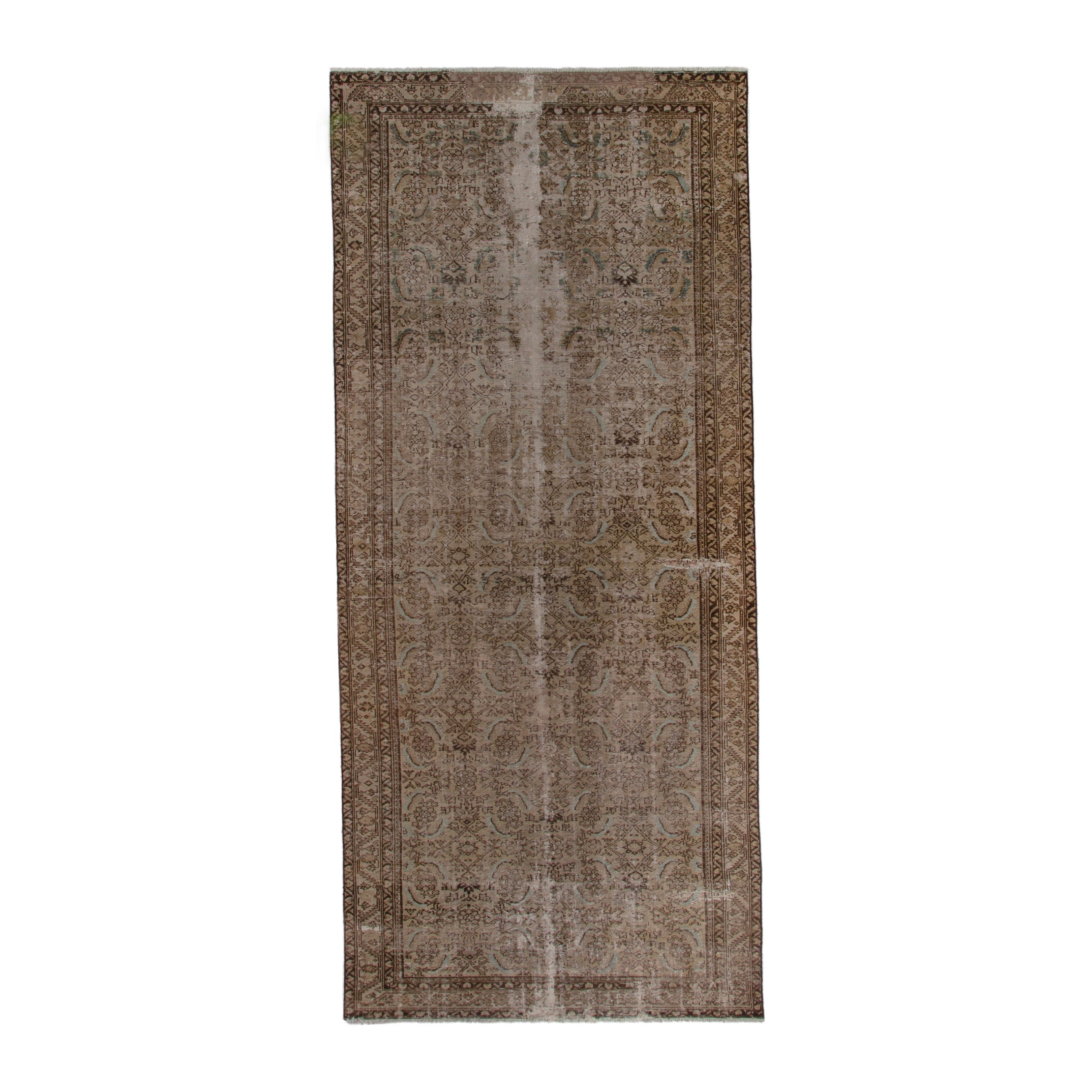 Persian Malayer area rug in taupe and greige, 5'5" x 13'1"