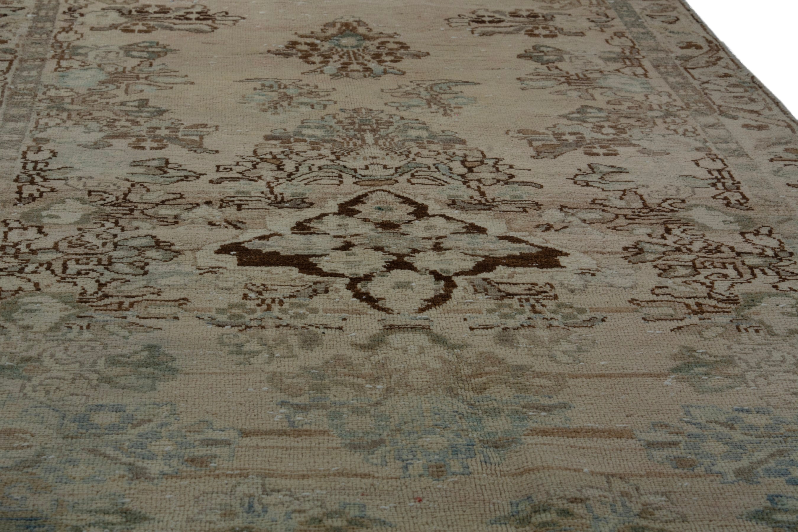 Persian Mahal runner rug in beige and sage, view 10 of 20