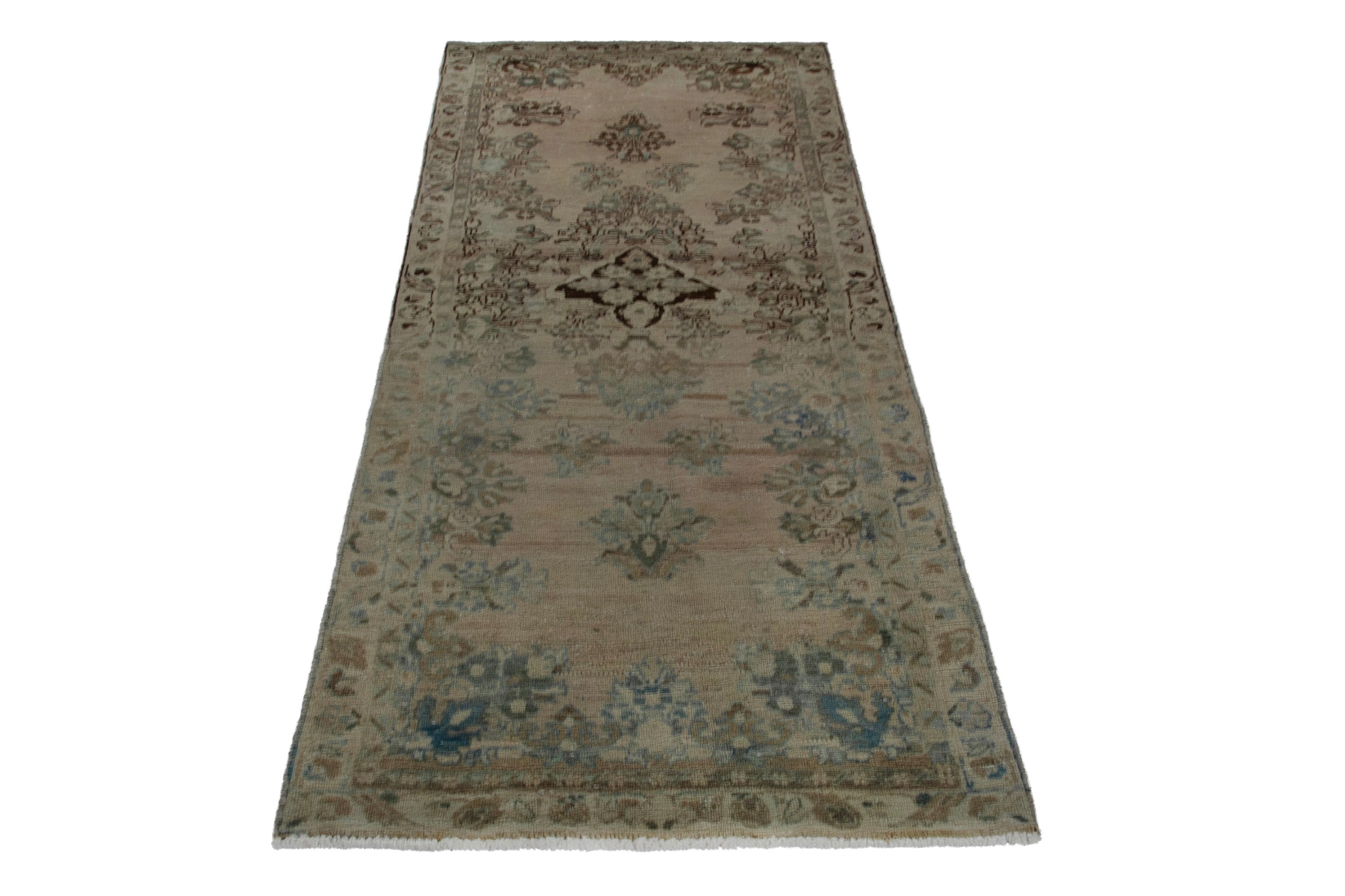 Persian Mahal runner rug in beige and sage, view 3 of 20